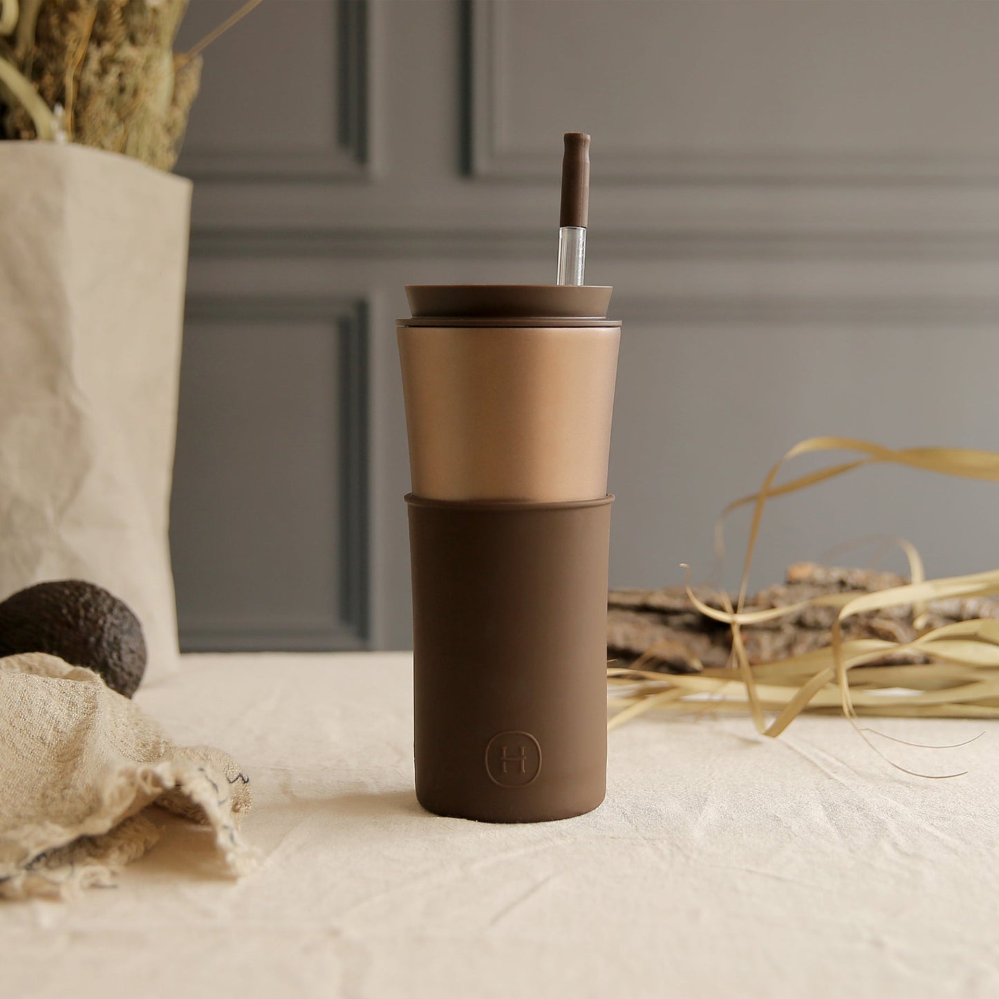 Cedar Travel Mug - Mocha 15 Oz HYDY® Reusable Water Bottles With Infuser