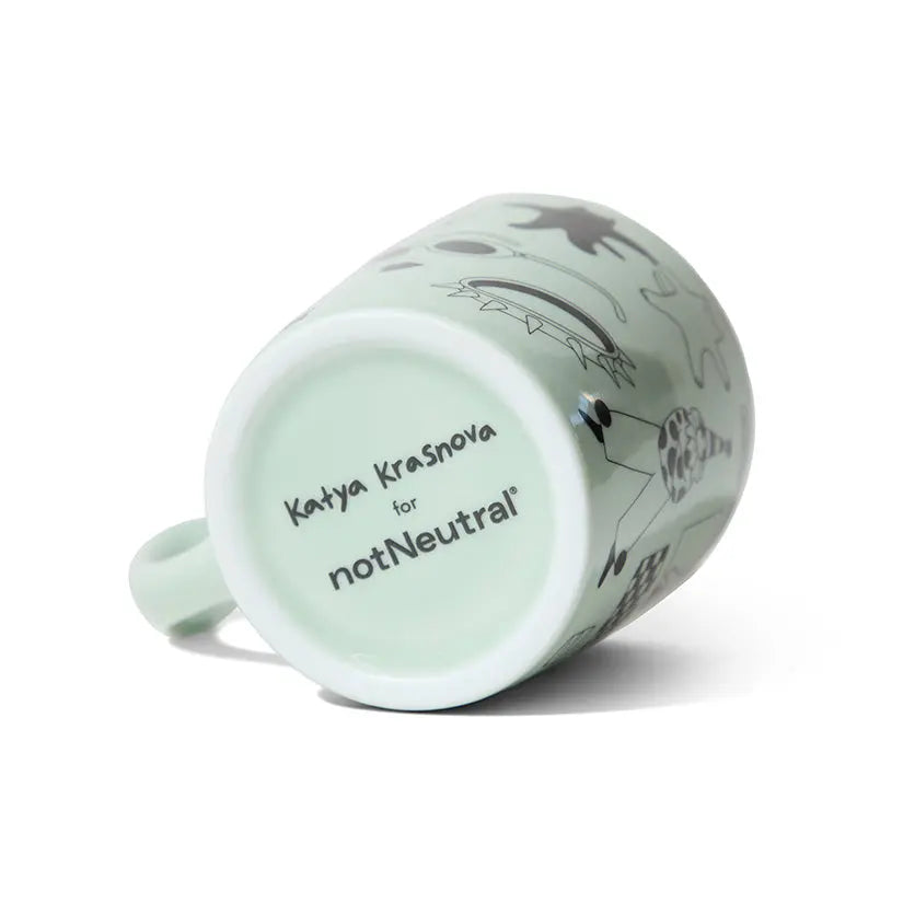 notNeutral x Katya Krasnova Lino Coffee Mug (10oz) - Cats & Tats Sage Espresso Parts