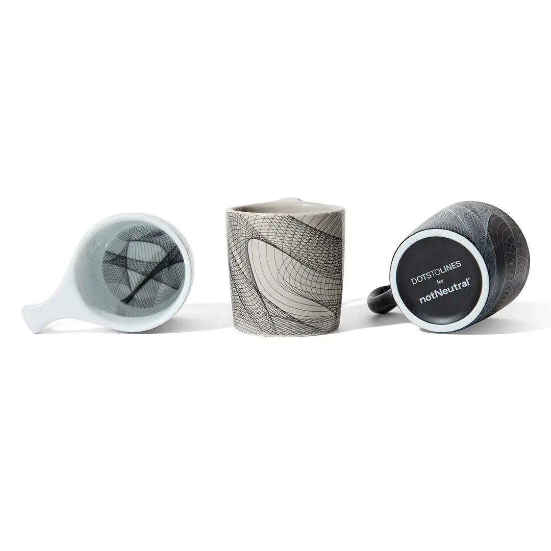 notNeutral x Chaim Machlev Lino Coffee Mug (10oz) - Dots to Lines White Espresso Parts