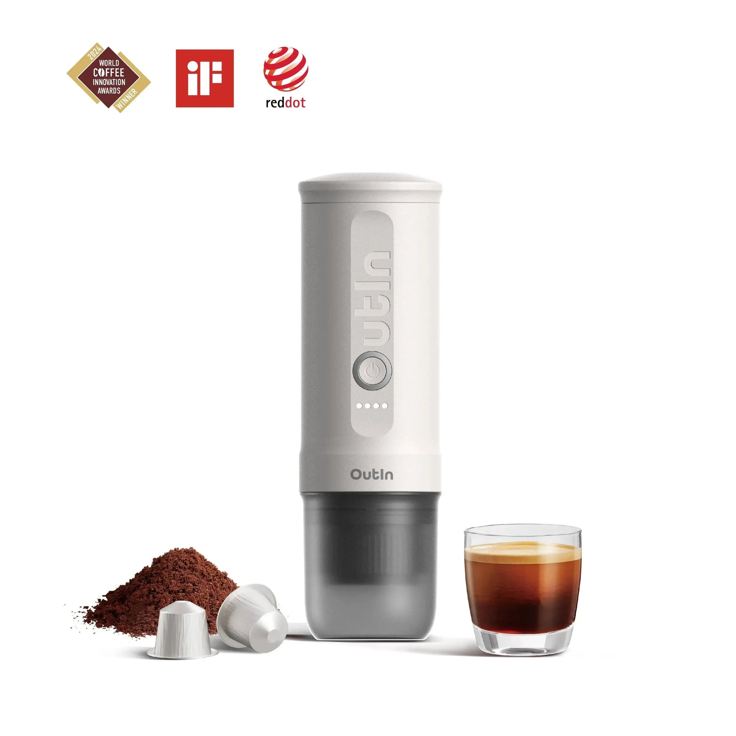 Nano Portable Espresso Machine (Pearl White) OutIn