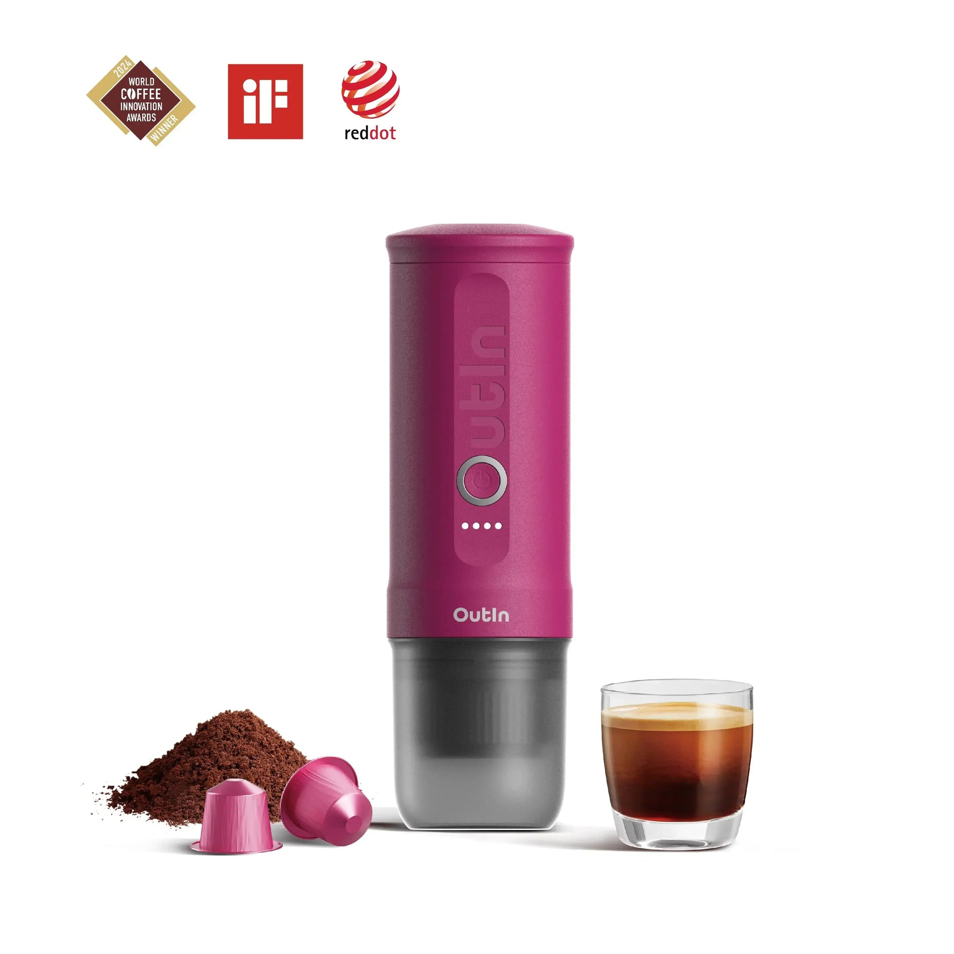 Nano Portable Espresso Machine (Fuchsia Pink) OutIn
