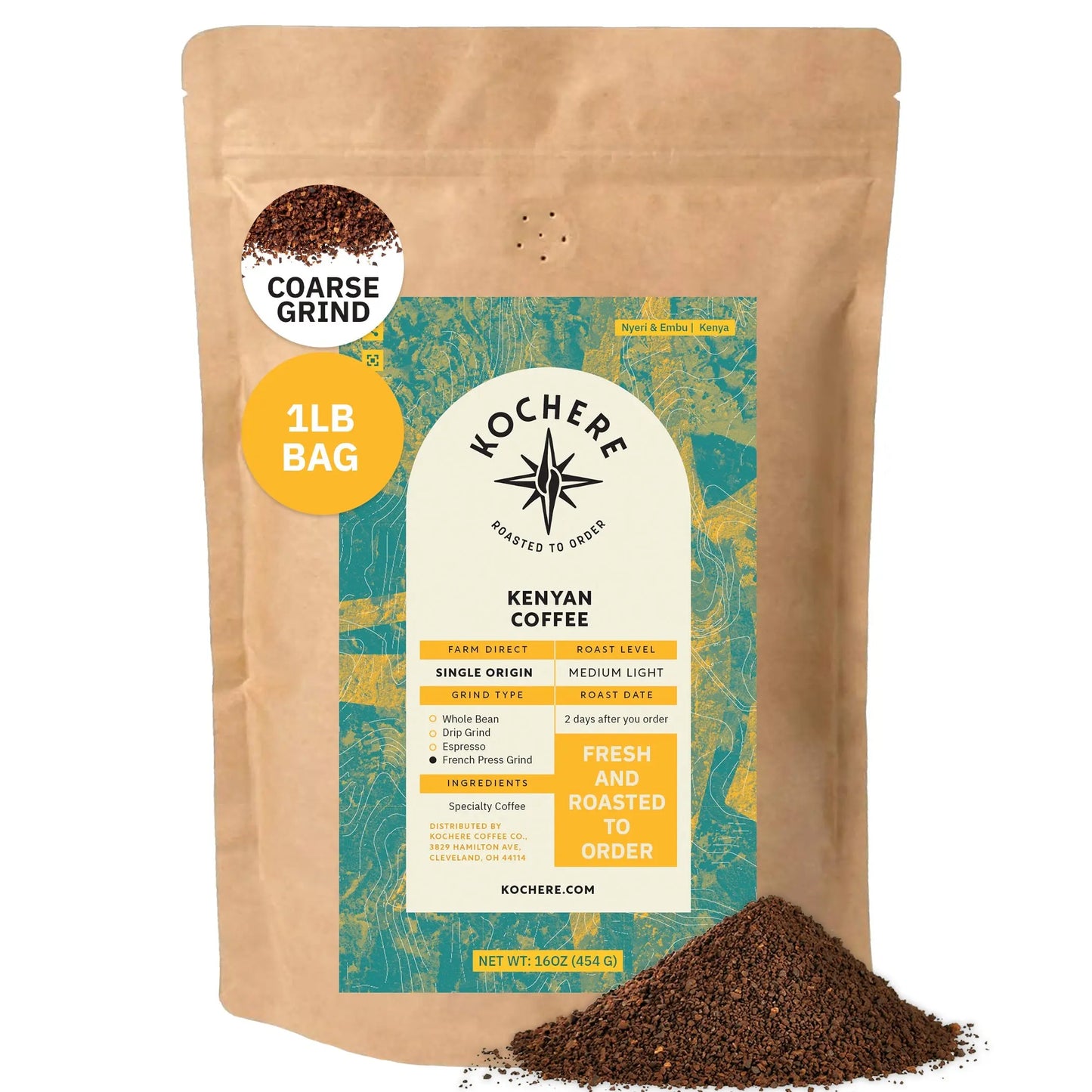 Kochere Coffee Kenyan Nyeri Embu AB Medium-Light Roast - Lemon, Blackberry Notes Kochere Coffee Co.