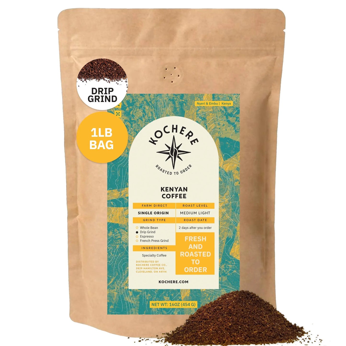 Kochere Coffee Kenyan Nyeri Embu AB Medium-Light Roast - Lemon, Blackberry Notes Kochere Coffee Co.
