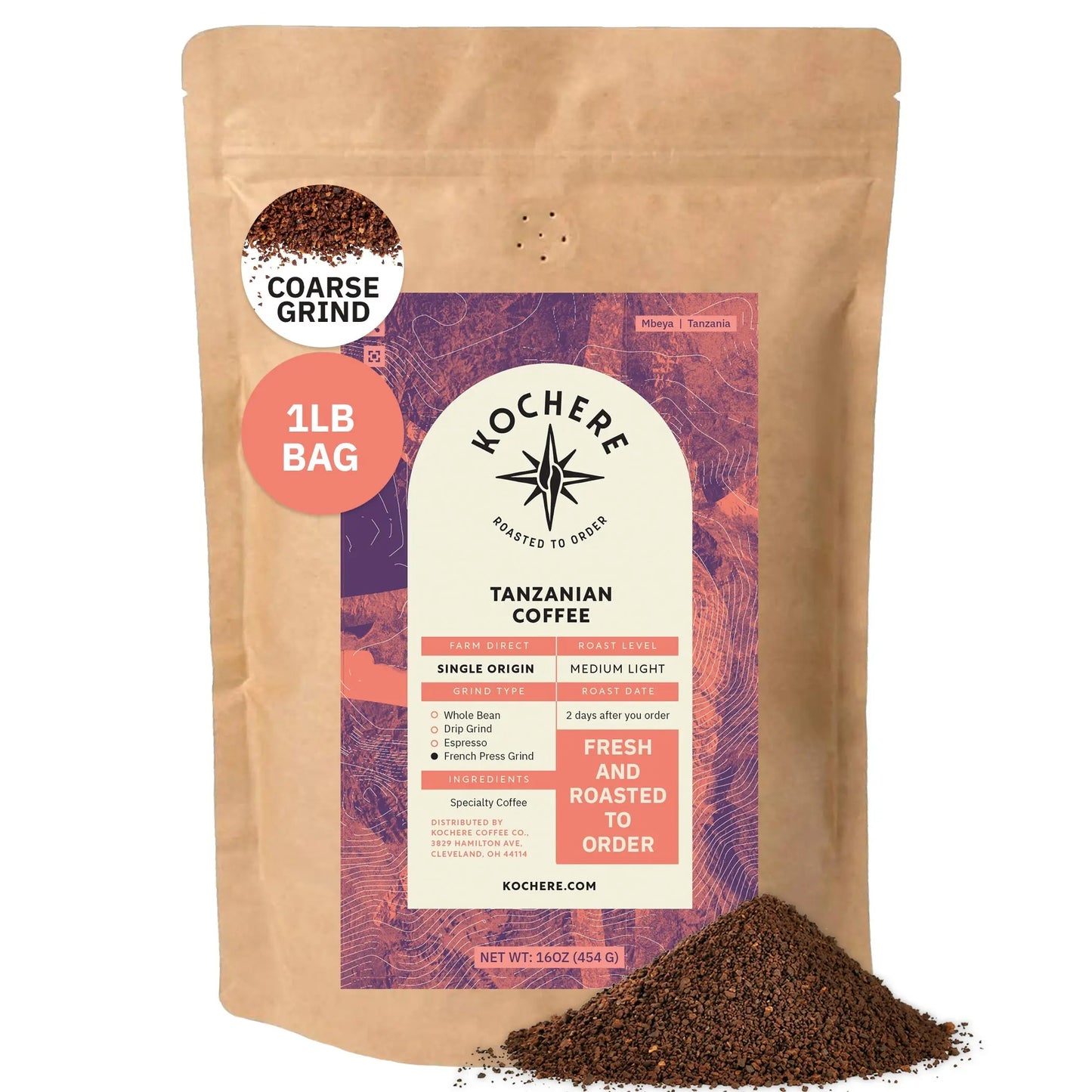 Kochere Coffee Tanzanian Mbeya AB Medium-Light Roast - Pear, Floral, Jasmine Notes Kochere Coffee Co.