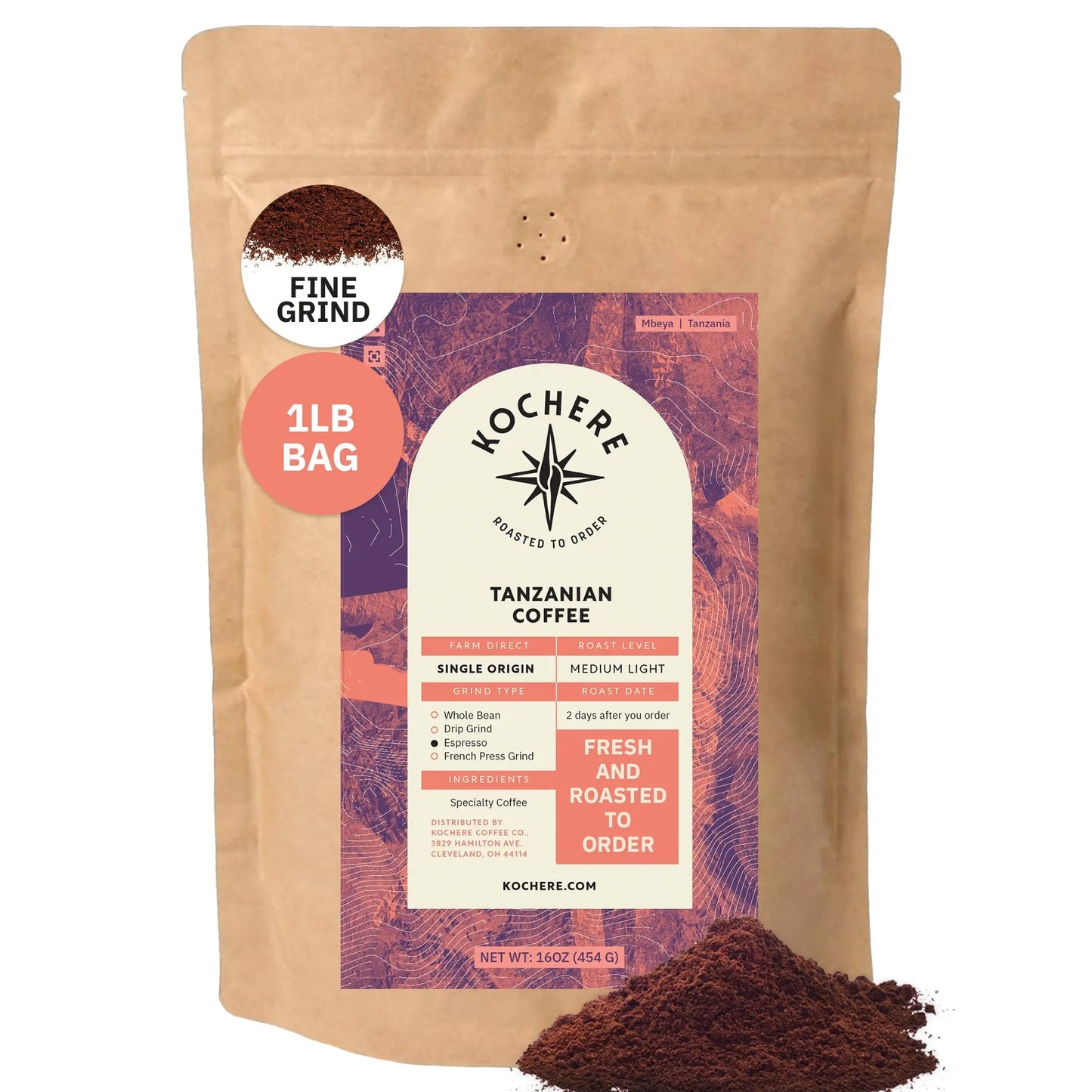 Kochere Coffee Tanzanian Mbeya AB Medium-Light Roast - Pear, Floral, Jasmine Notes Kochere Coffee Co.