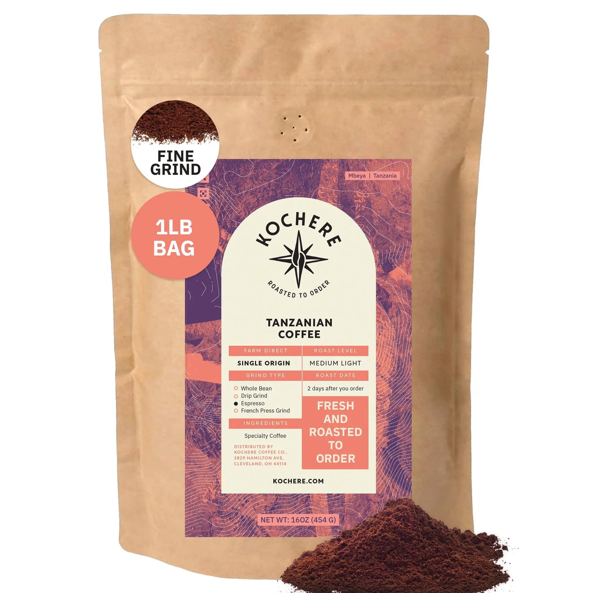 Kochere Coffee Tanzanian Mbeya AB Medium-Light Roast - Pear, Floral, Jasmine Notes Kochere Coffee Co.