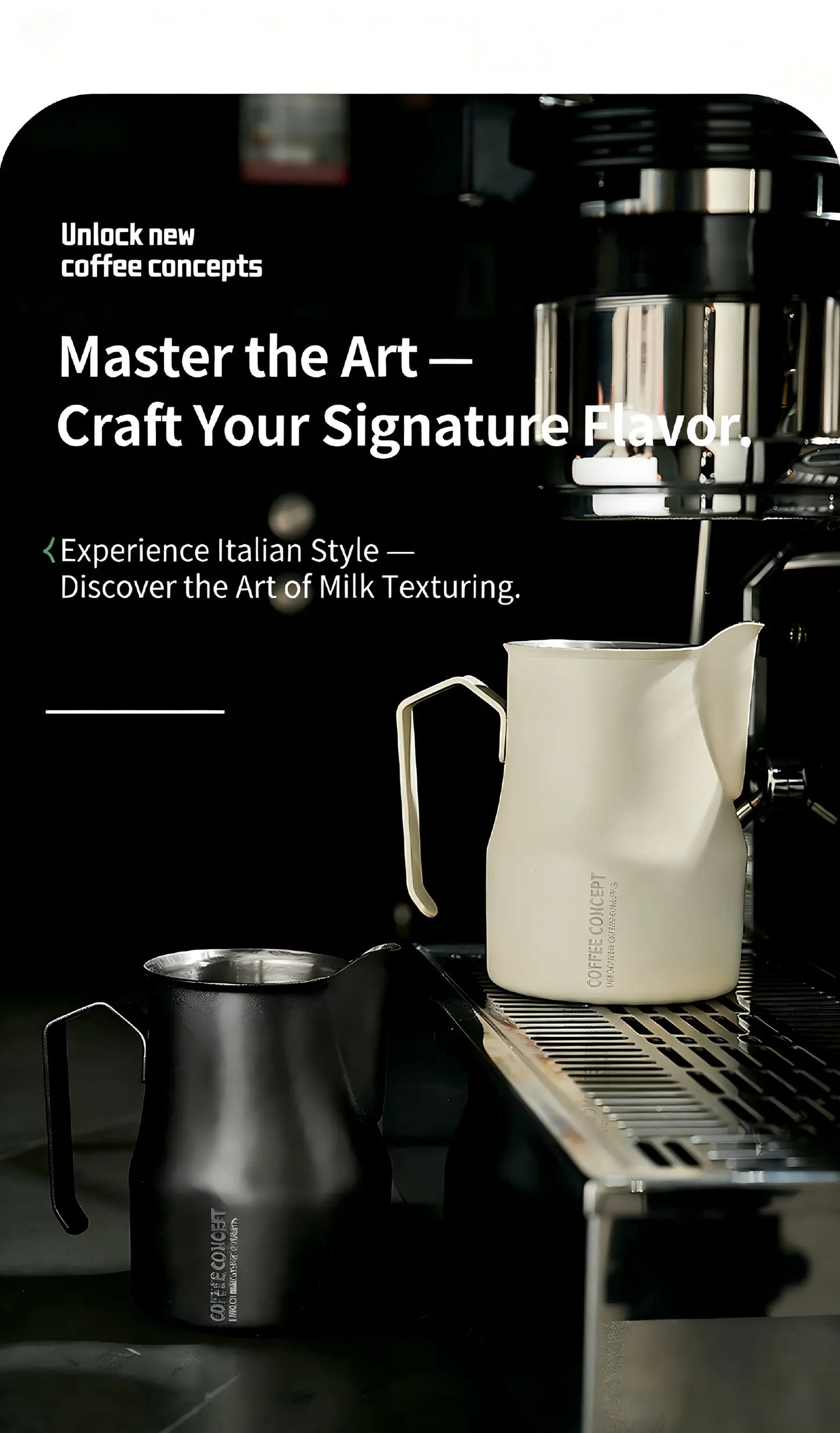 Best Milk Pitcher for Latte Art Beginners - Bell Shape 350ml/500ml Frothing Jug Under $15 COFFEECONCEPT