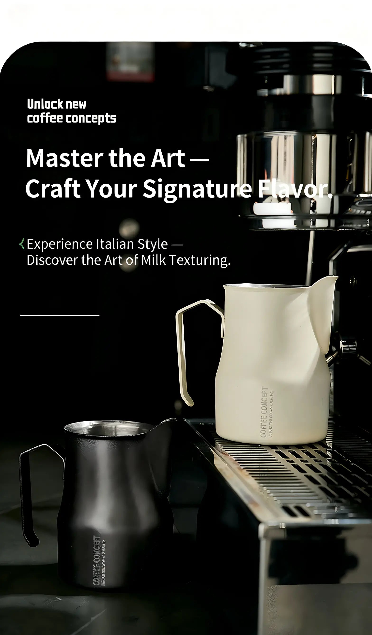Best Milk Pitcher for Latte Art Beginners - Bell Shape 350ml/500ml Frothing Jug Under $15 COFFEECONCEPT