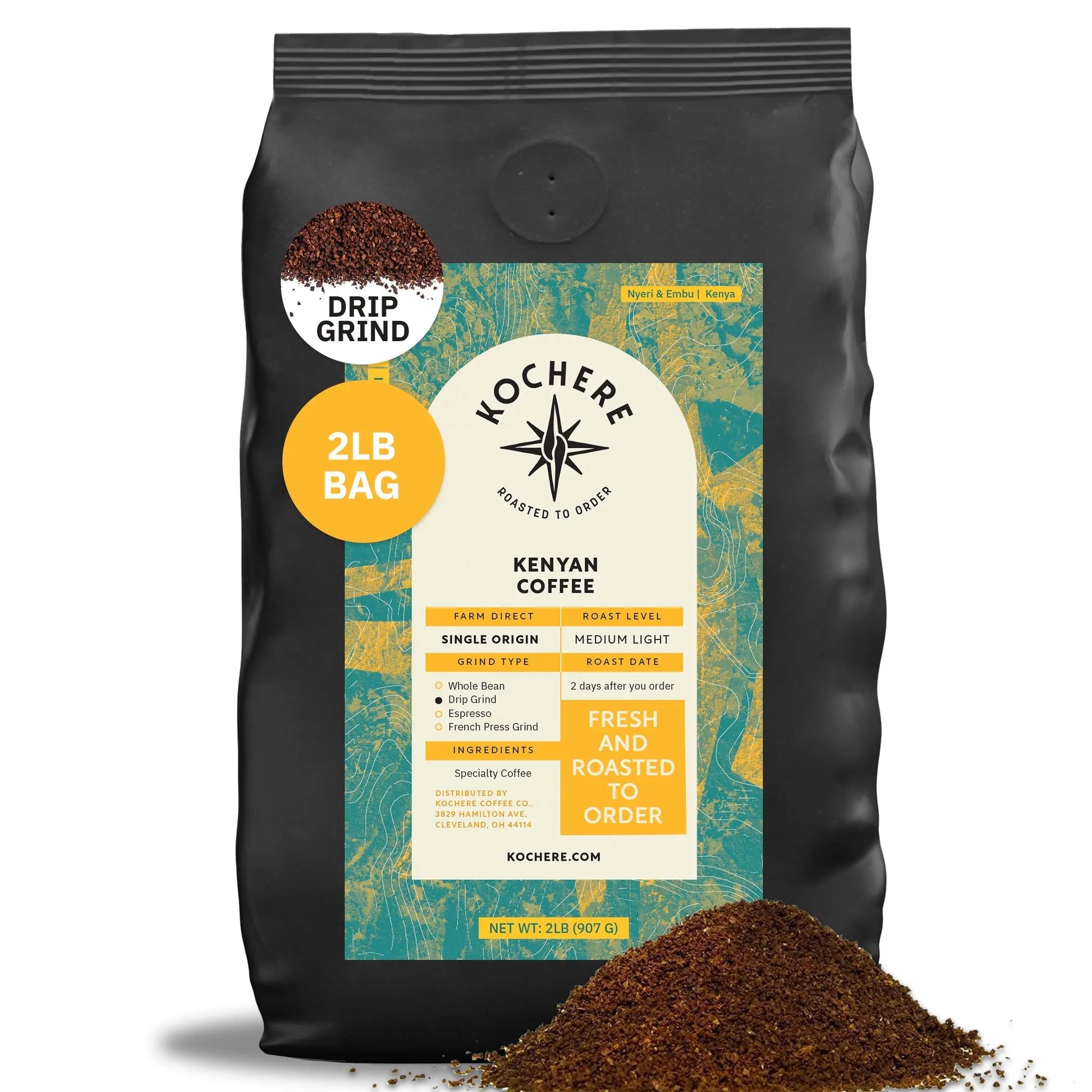 Kochere Coffee Kenyan Nyeri Embu AB Medium-Light Roast - Lemon, Blackberry Notes Kochere Coffee Co.