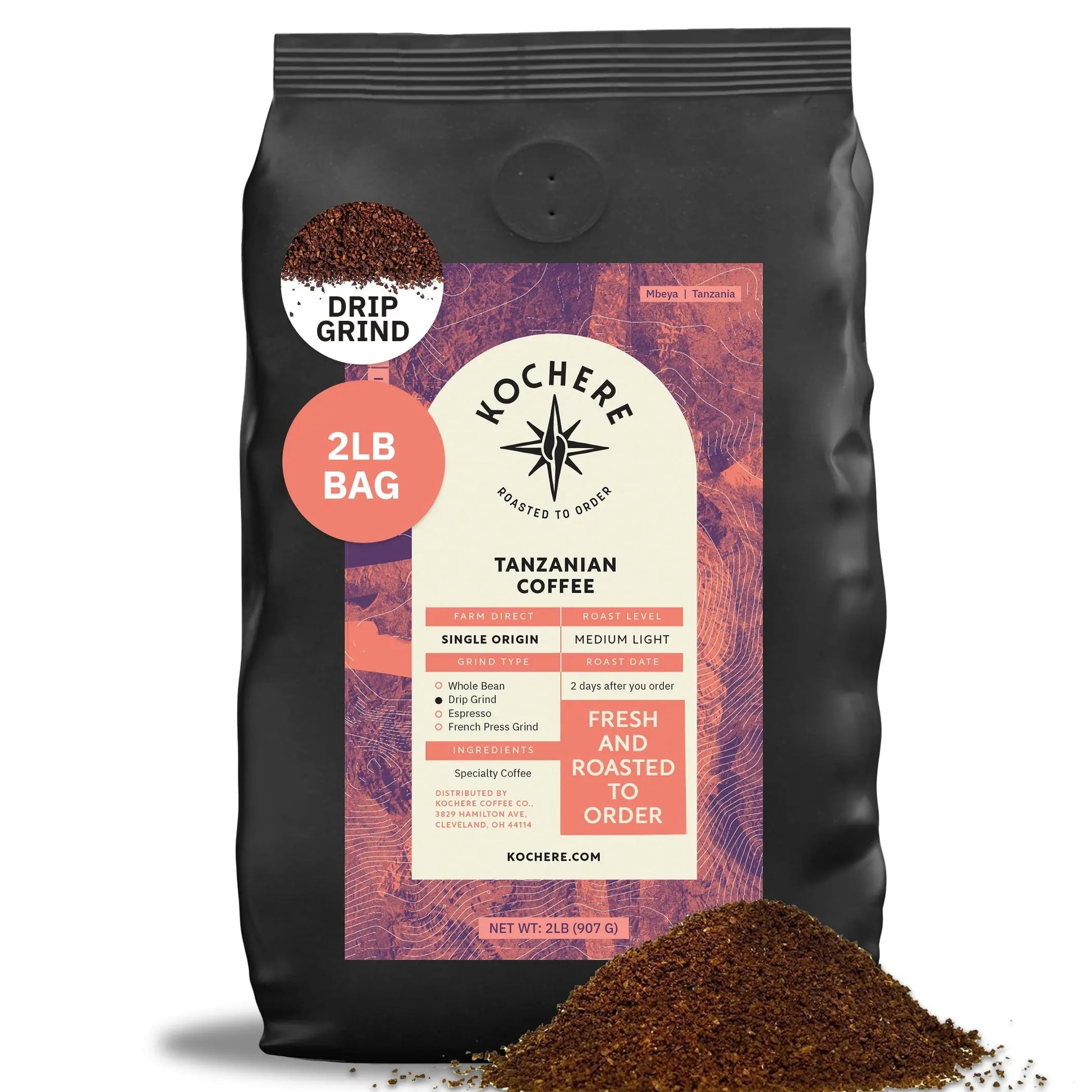 Kochere Coffee Tanzanian Mbeya AB Medium-Light Roast - Pear, Floral, Jasmine Notes Kochere Coffee Co.