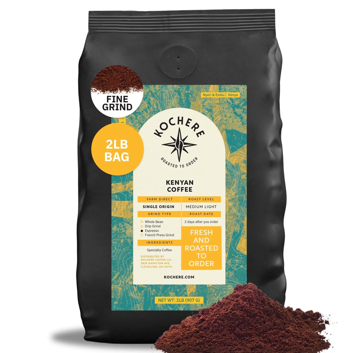 Kochere Coffee Kenyan Nyeri Embu AB Medium-Light Roast - Lemon, Blackberry Notes Kochere Coffee Co.