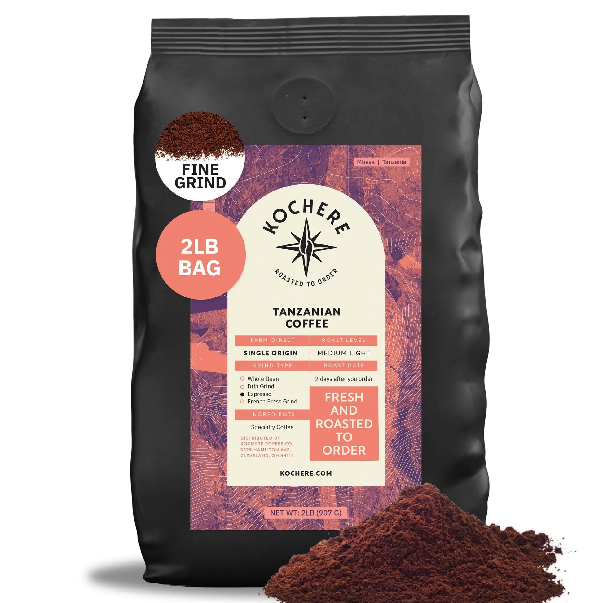 Kochere Coffee Tanzanian Mbeya AB Medium-Light Roast - Pear, Floral, Jasmine Notes Kochere Coffee Co.