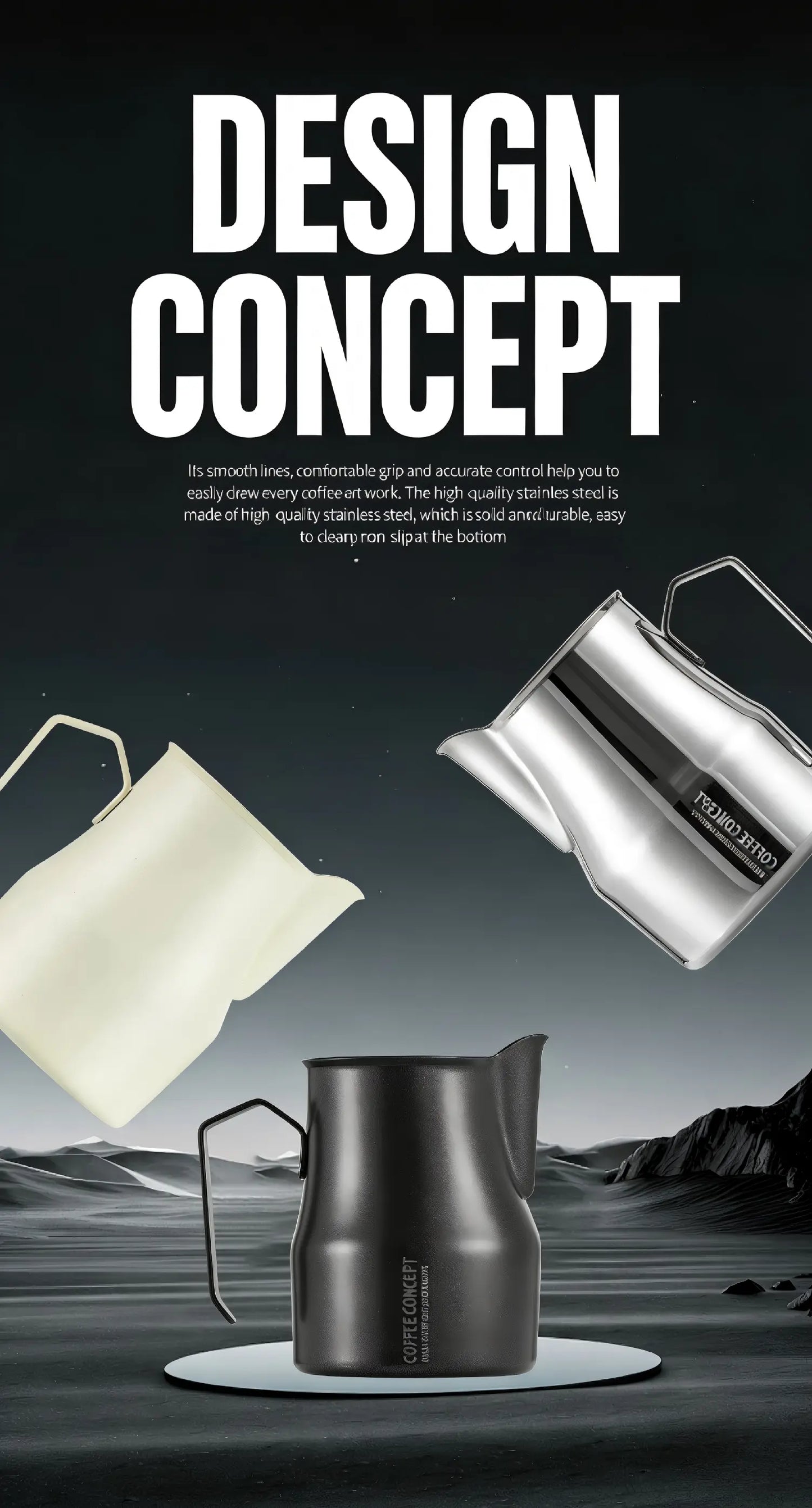 Best Milk Pitcher for Latte Art Beginners - Bell Shape 350ml/500ml Frothing Jug Under $15 COFFEECONCEPT