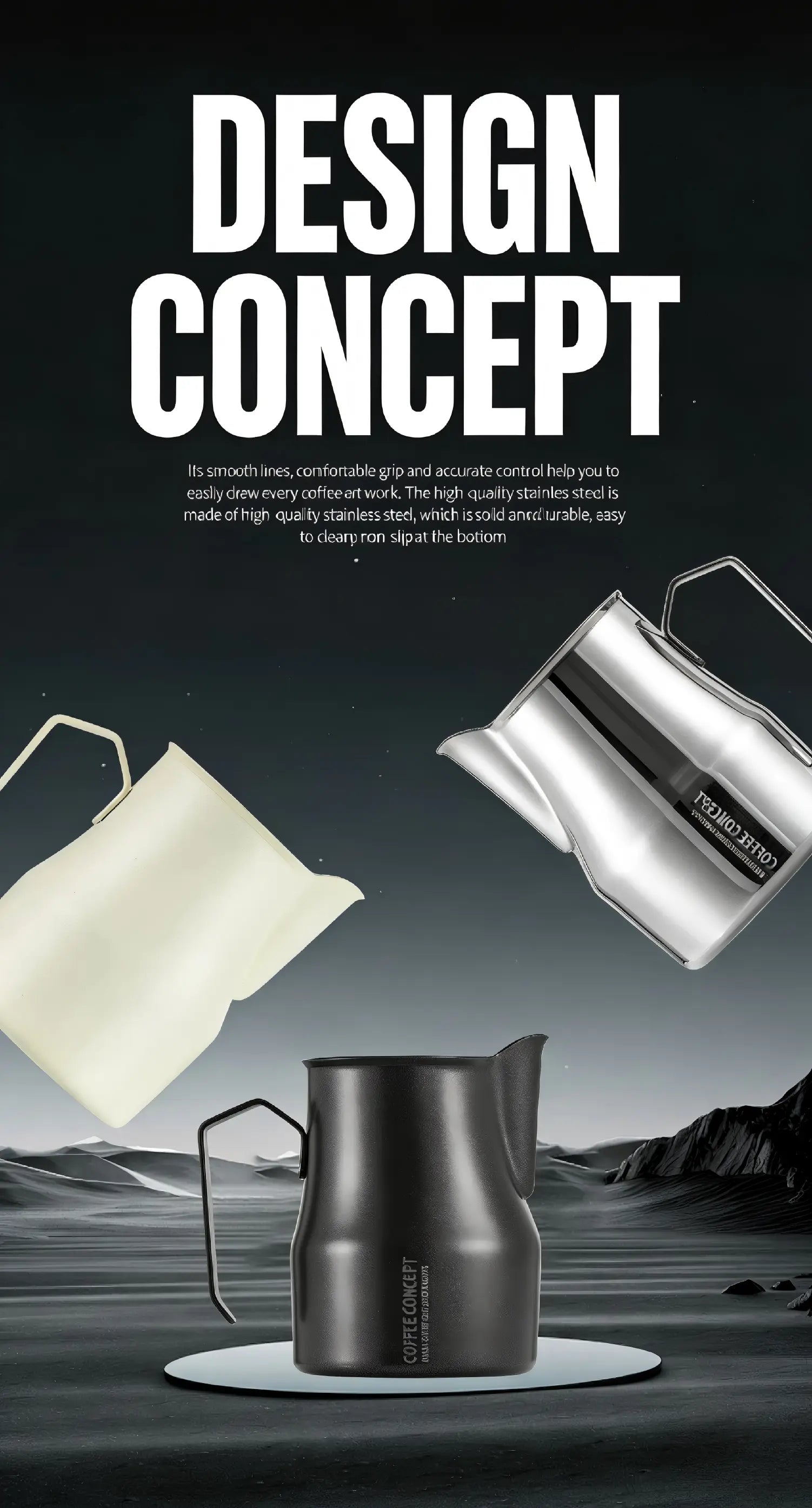 Best Milk Pitcher for Latte Art Beginners - Bell Shape 350ml/500ml Frothing Jug Under $15 COFFEECONCEPT