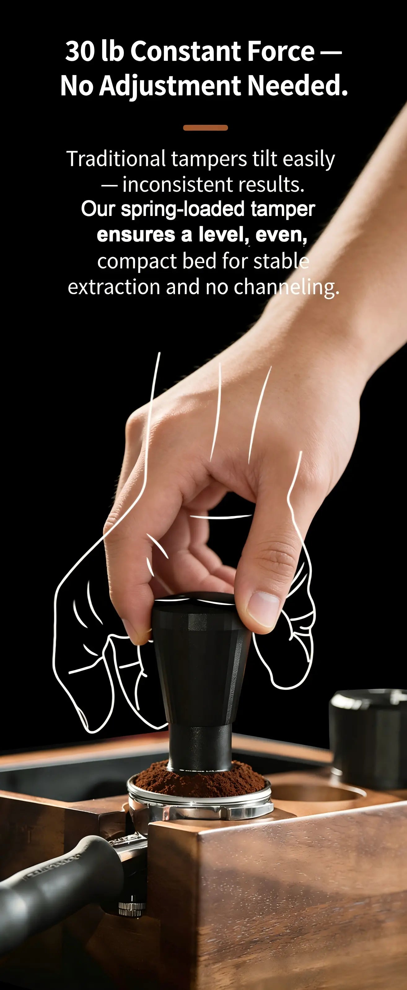 Black Myth Impact Tamper - 30LB Constant Force Spring Espresso Tamper Under $49 COFFEECONCEPT