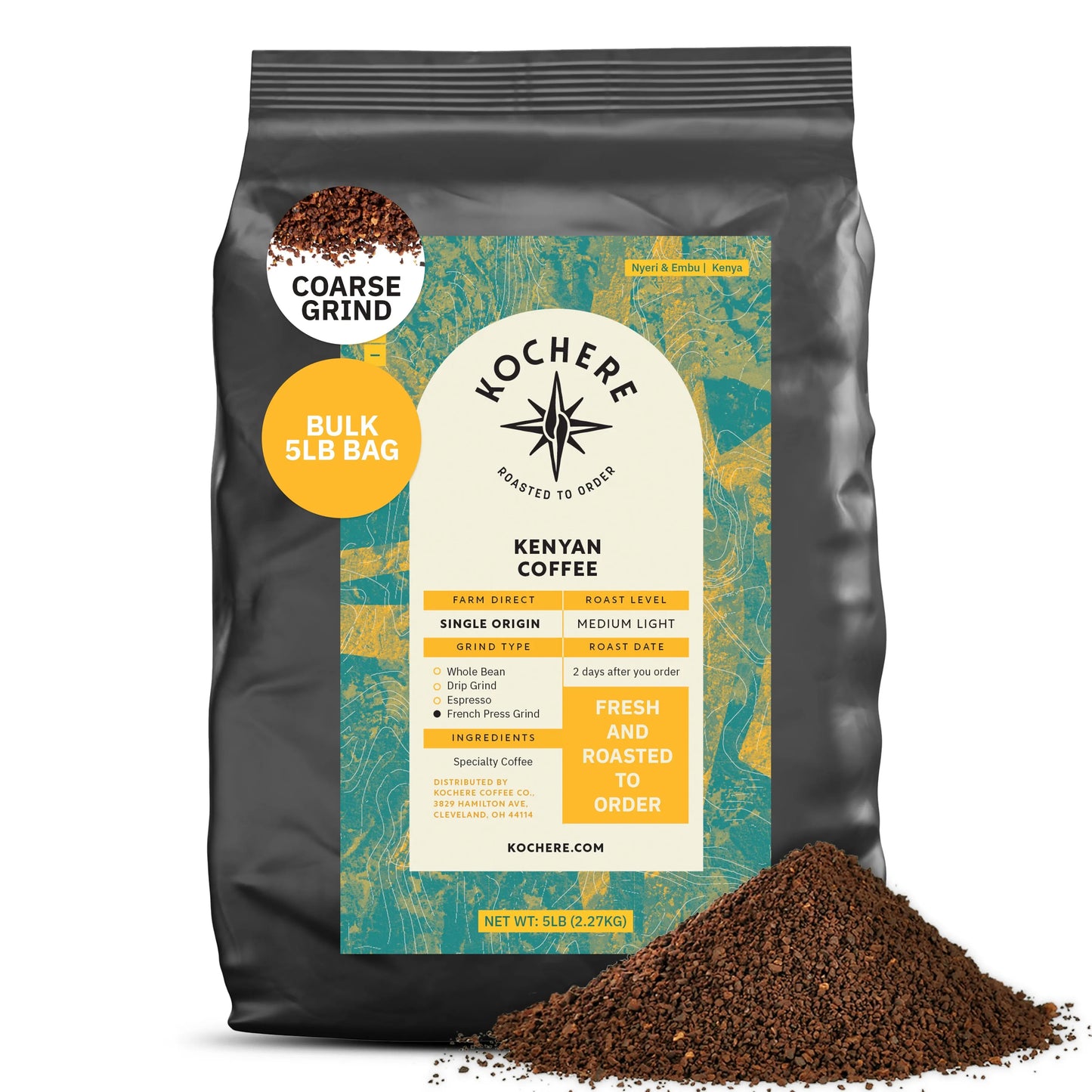 Kochere Coffee Kenyan Nyeri Embu AB Medium-Light Roast - Lemon, Blackberry Notes Kochere Coffee Co.