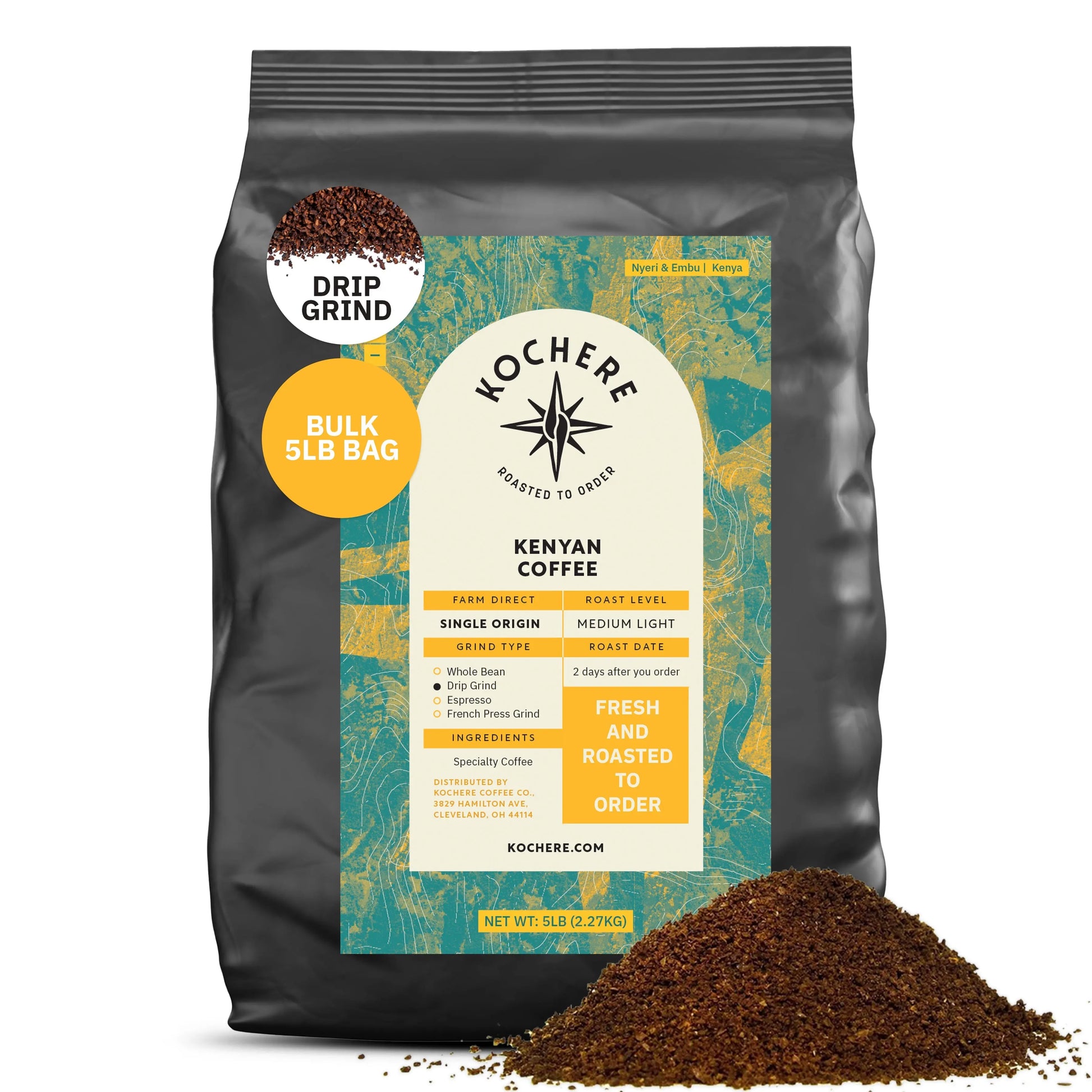 Kochere Coffee Kenyan Nyeri Embu AB Medium-Light Roast - Lemon, Blackberry Notes Kochere Coffee Co.