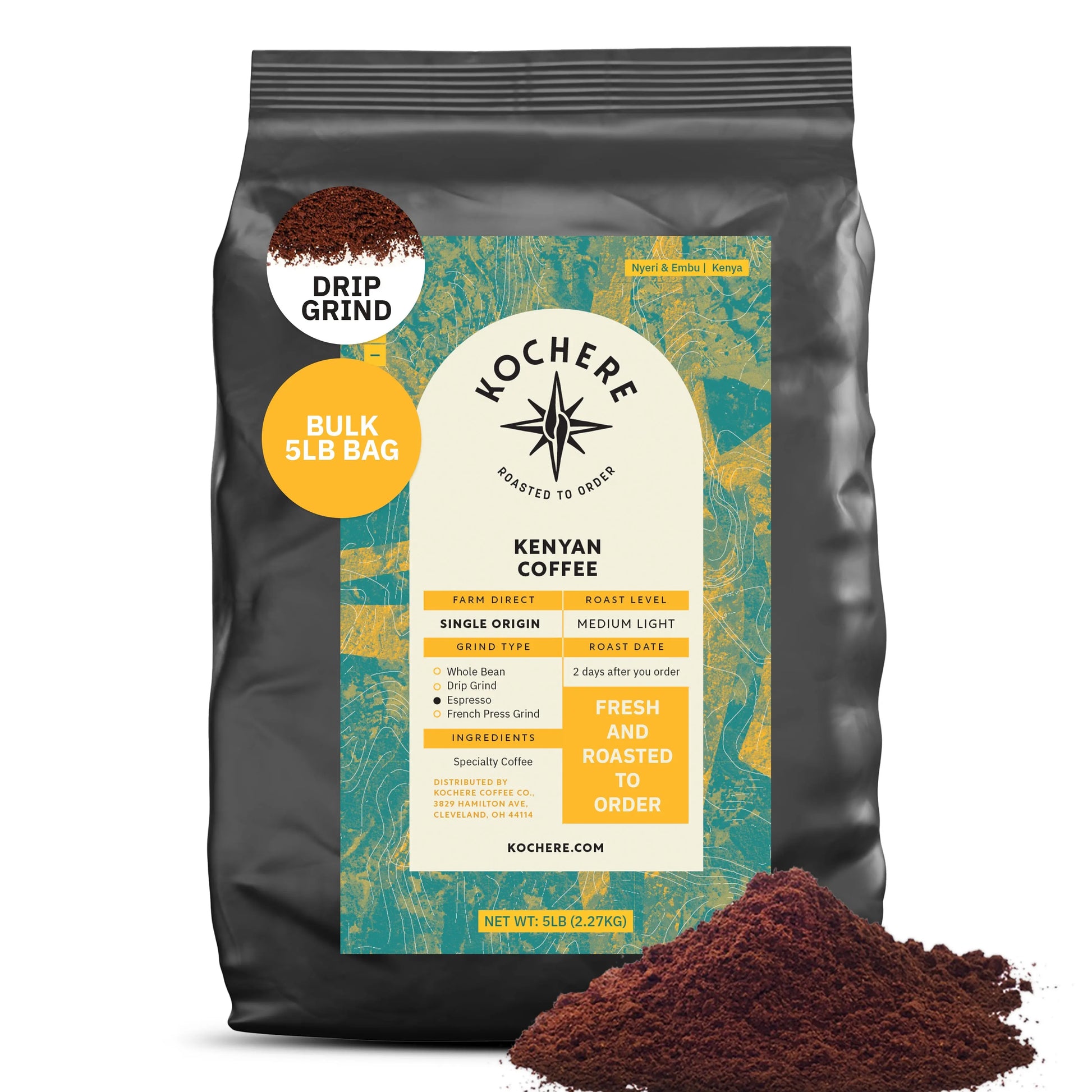 Kochere Coffee Kenyan Nyeri Embu AB Medium-Light Roast - Lemon, Blackberry Notes Kochere Coffee Co.