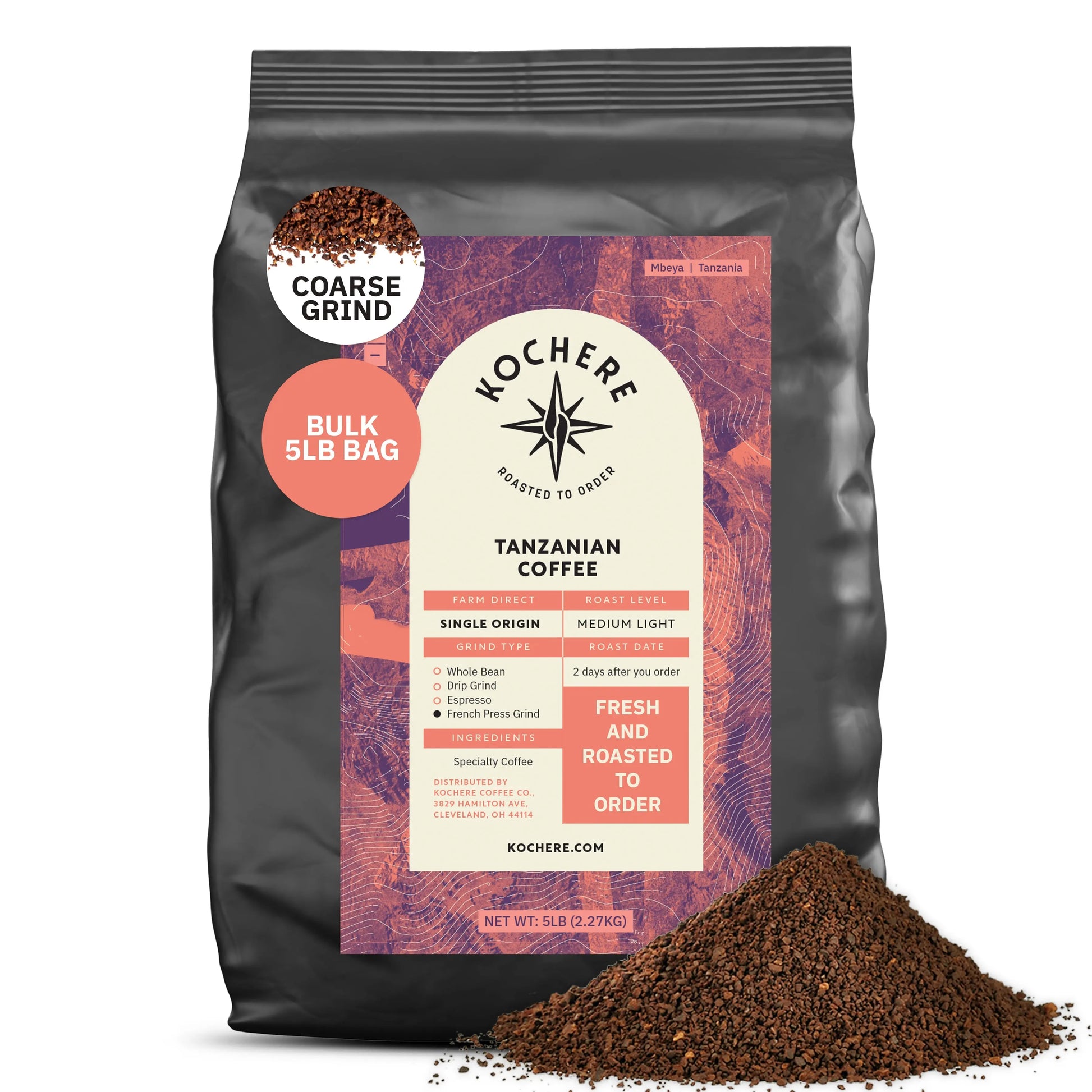 Kochere Coffee Tanzanian Mbeya AB Medium-Light Roast - Pear, Floral, Jasmine Notes Kochere Coffee Co.