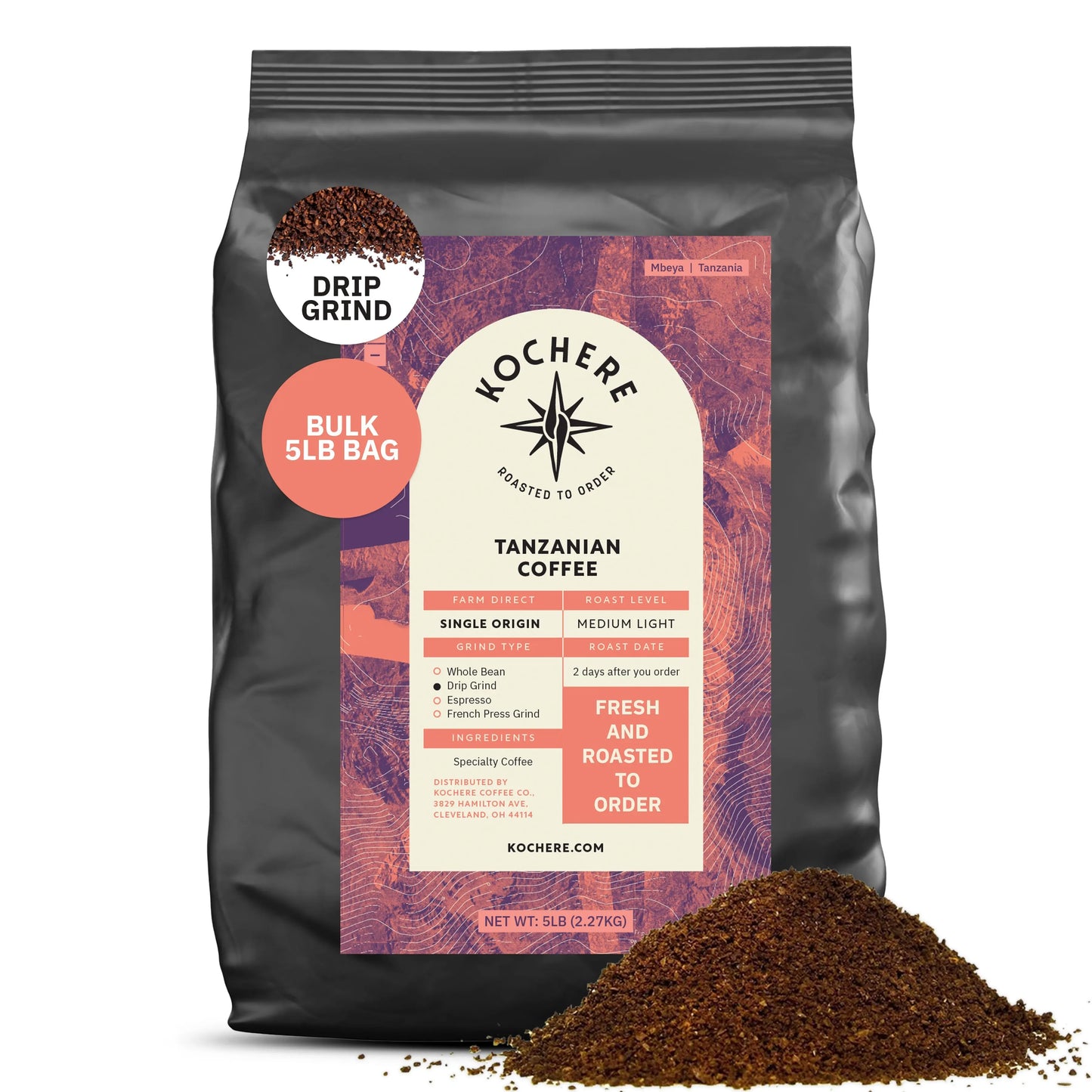 Kochere Coffee Tanzanian Mbeya AB Medium-Light Roast - Pear, Floral, Jasmine Notes Kochere Coffee Co.