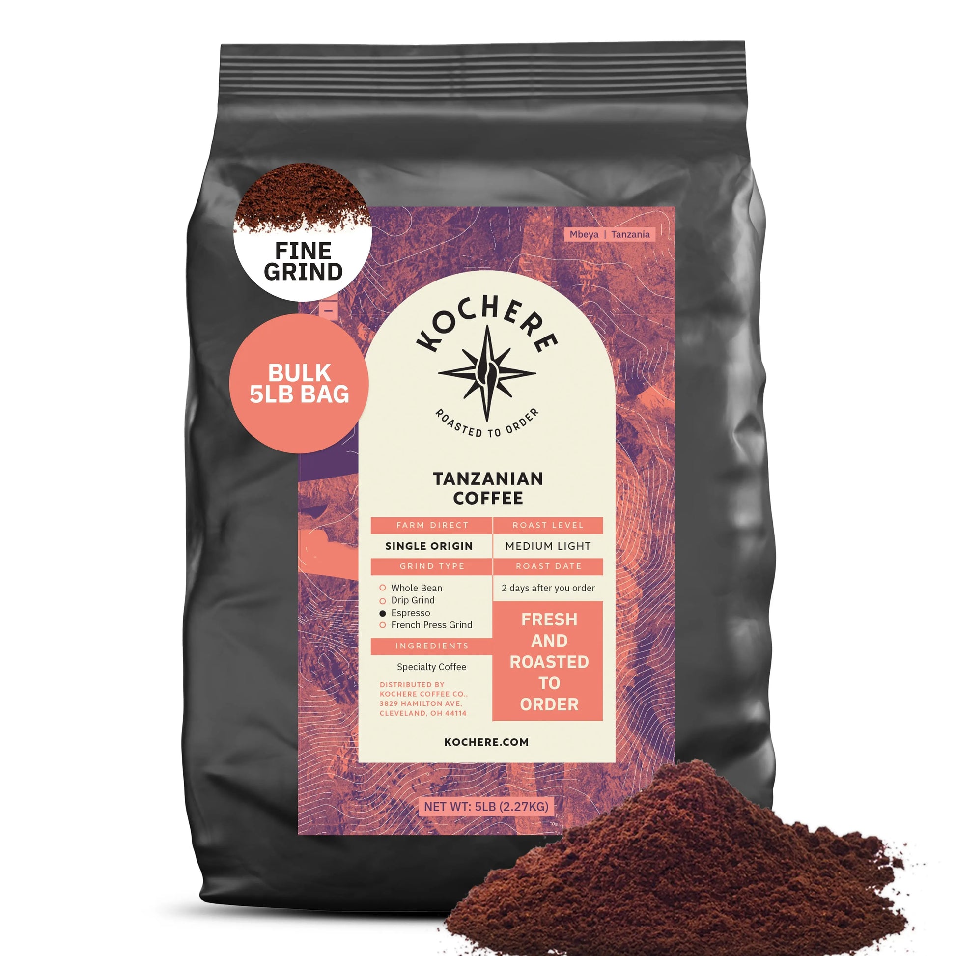 Kochere Coffee Tanzanian Mbeya AB Medium-Light Roast - Pear, Floral, Jasmine Notes Kochere Coffee Co.