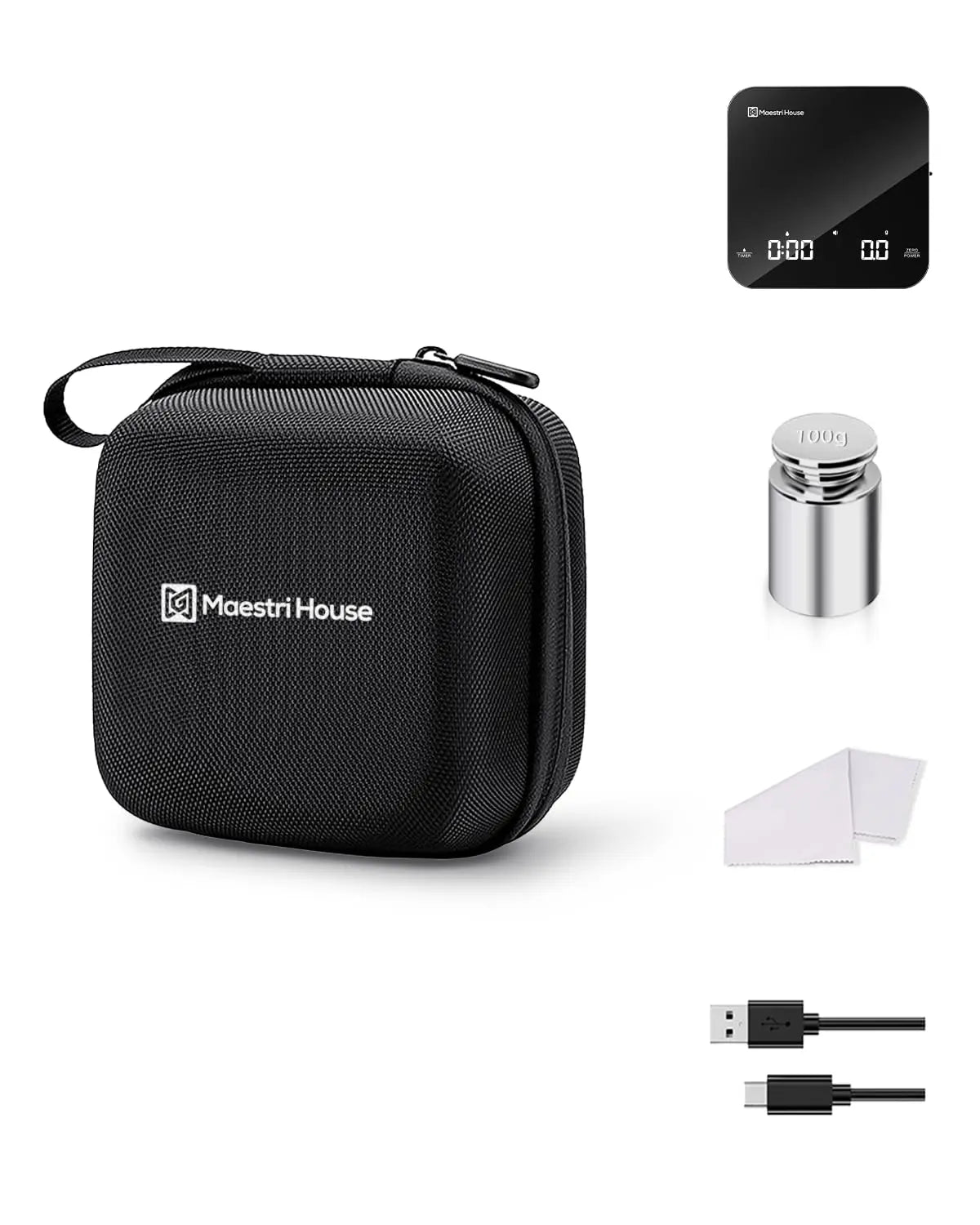 Maestri House Mini Coffee Scale with Timer, USB-C Rechargeable Espresso Scale, 2kg/0.1g Mt. Diablo Coffee and Gear