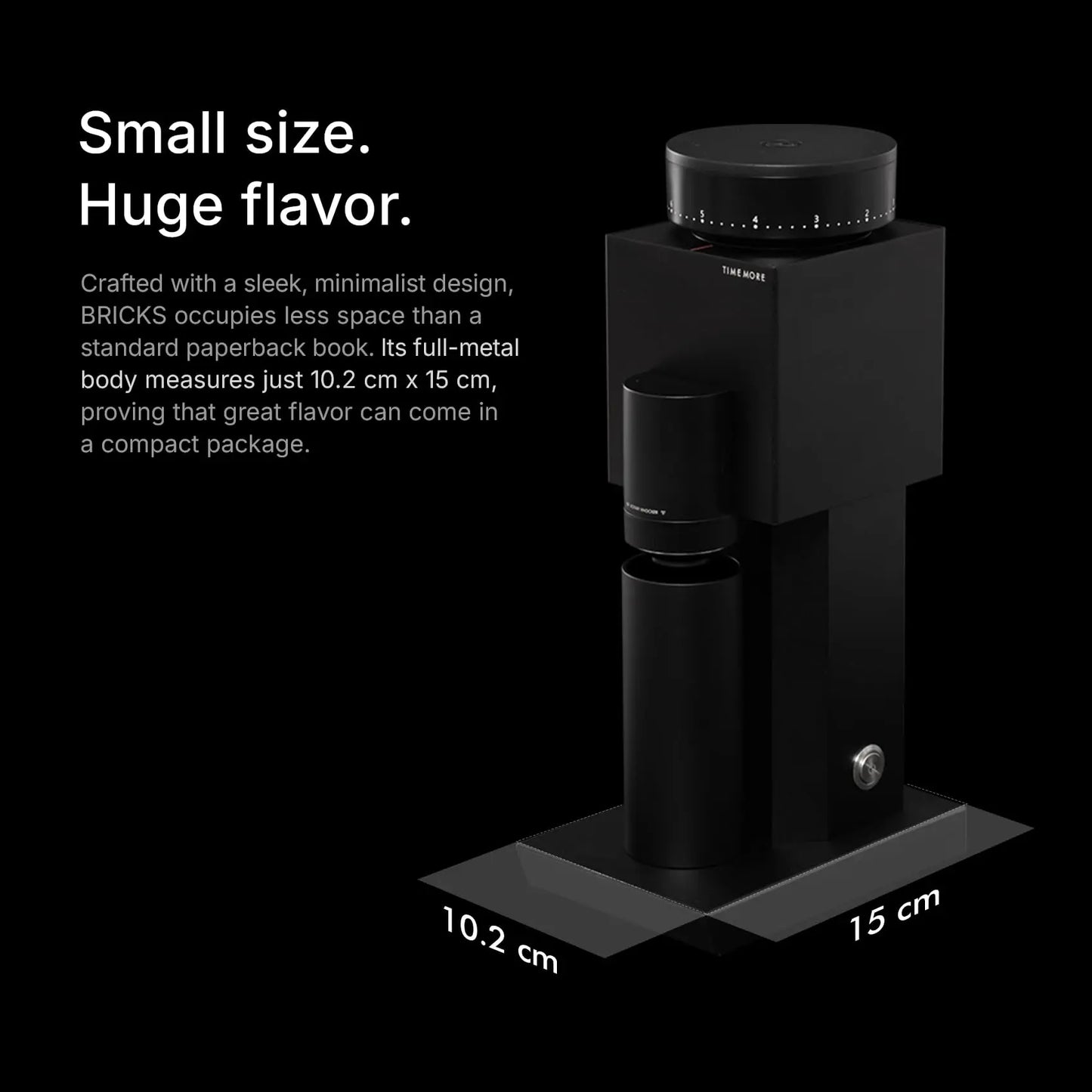 TIMEMORE Bricks 01S Electric Coffee Grinder, 150 Adjustable Settings, High-Performance Motor for Consistent Grind, Stainless Steel Easy Clean Design, Perfect for Espresso Pour-Over French Press, Black Mt. Diablo Coffee and Gear