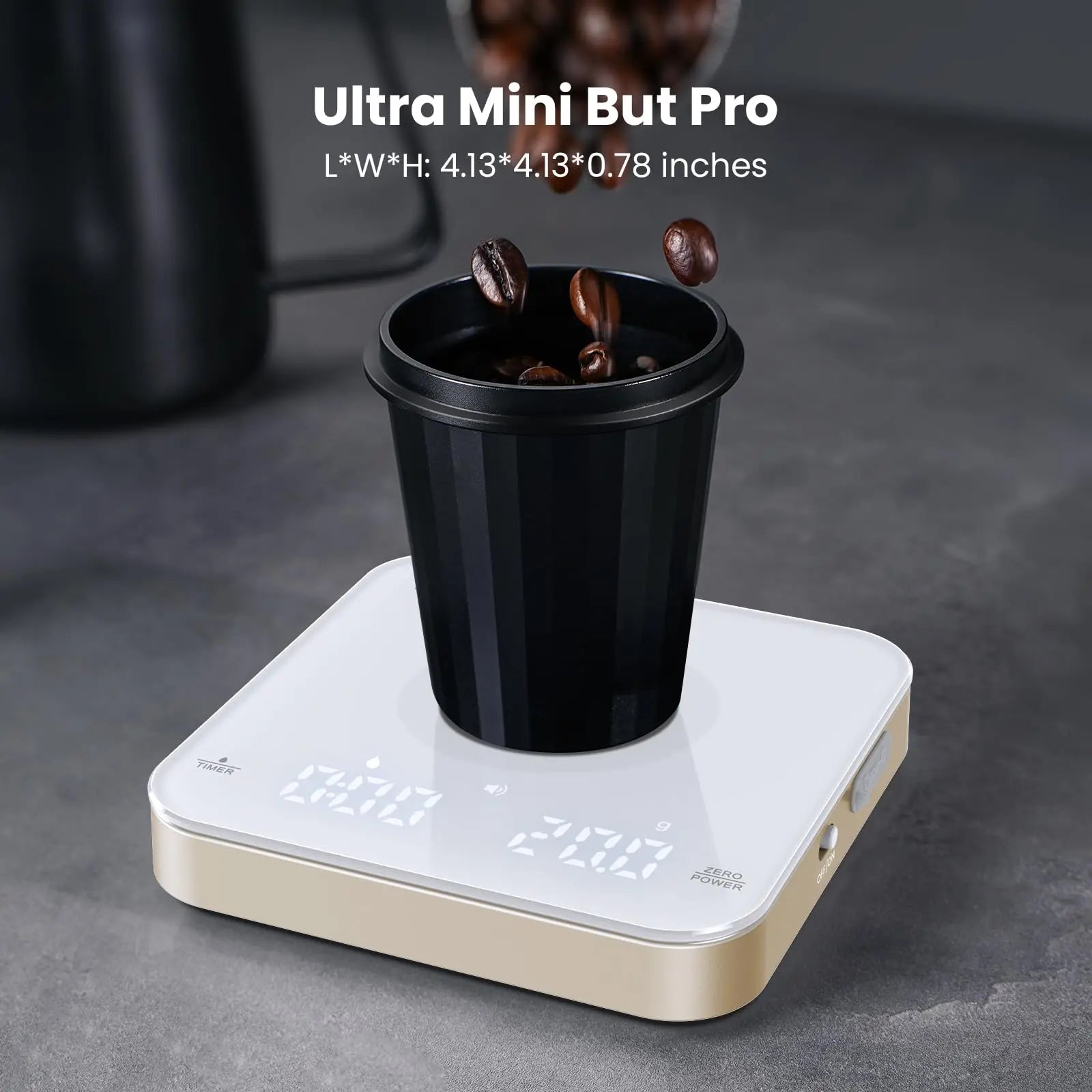 Maestri House Mini Coffee Scale with Timer, USB-C Rechargeable Espresso Scale, 2kg/0.1g Mt. Diablo Coffee and Gear