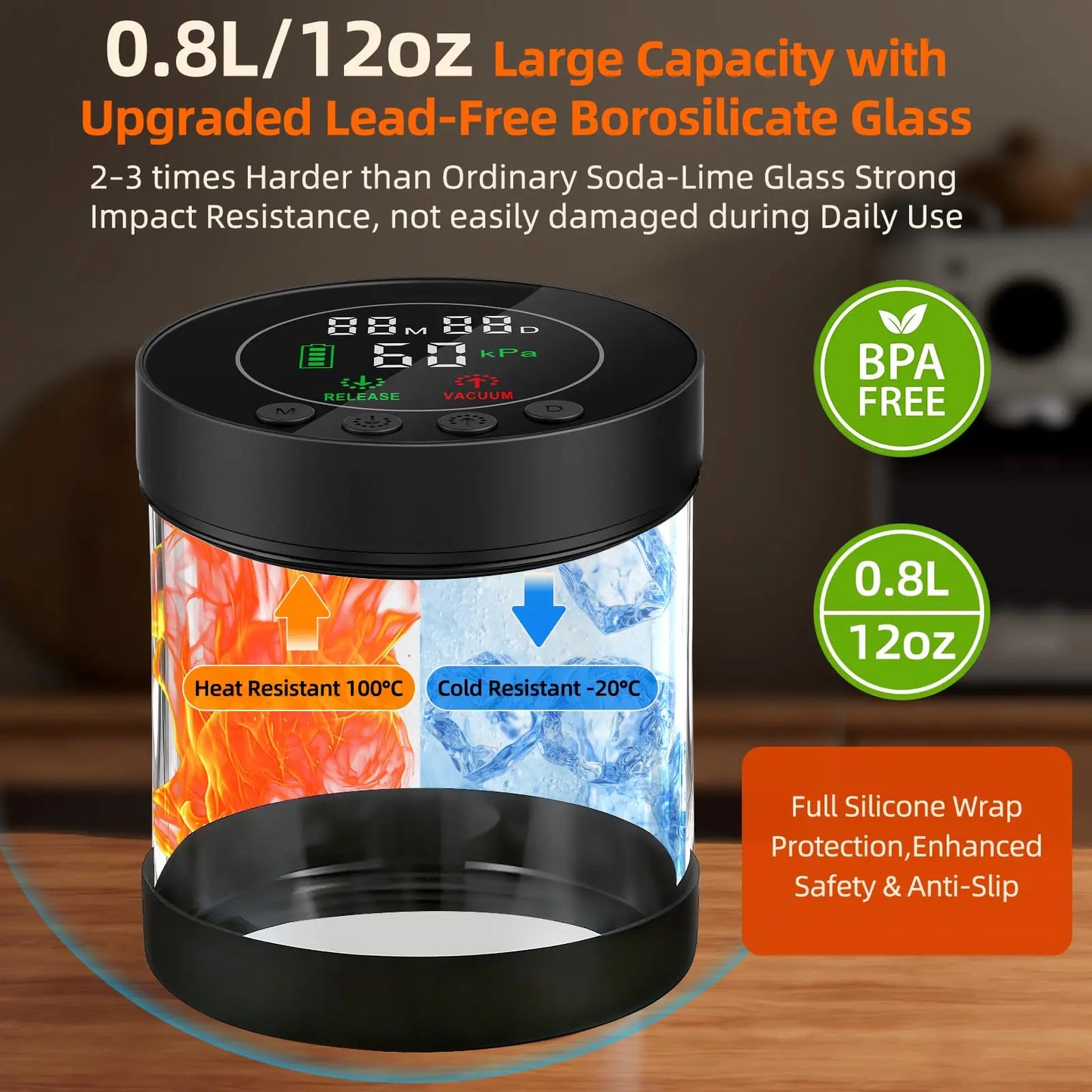 Automatic Vacuum Coffee Canister, 1.3L Coffee Container with Smart Pressure Sensor,LED Display,Window,Scoop Rechargeable Airtight Electric Coffee Bean Storage for Home Kitchen Ground Food Tea Storage Mt. Diablo Coffee and Gear