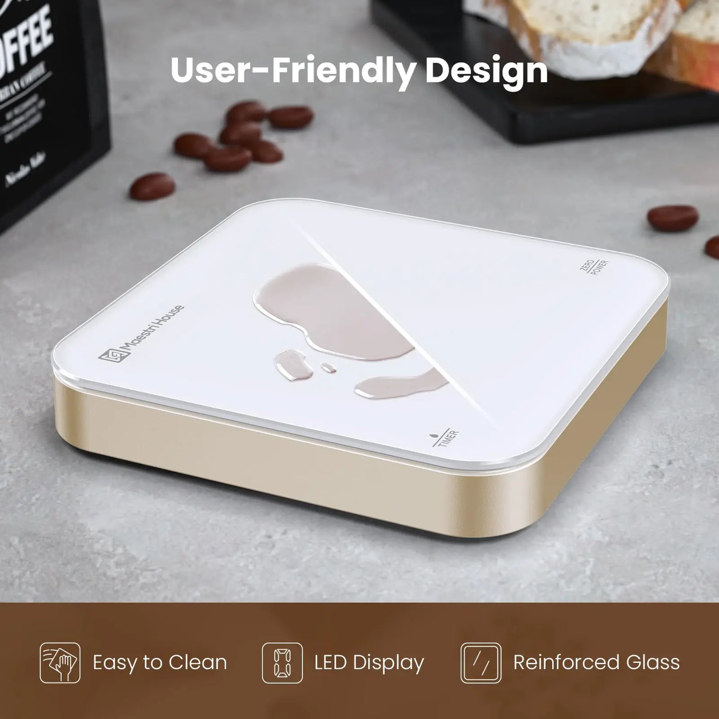 Maestri House Mini Coffee Scale with Timer, USB-C Rechargeable Espresso Scale, 2kg/0.1g Mt. Diablo Coffee and Gear