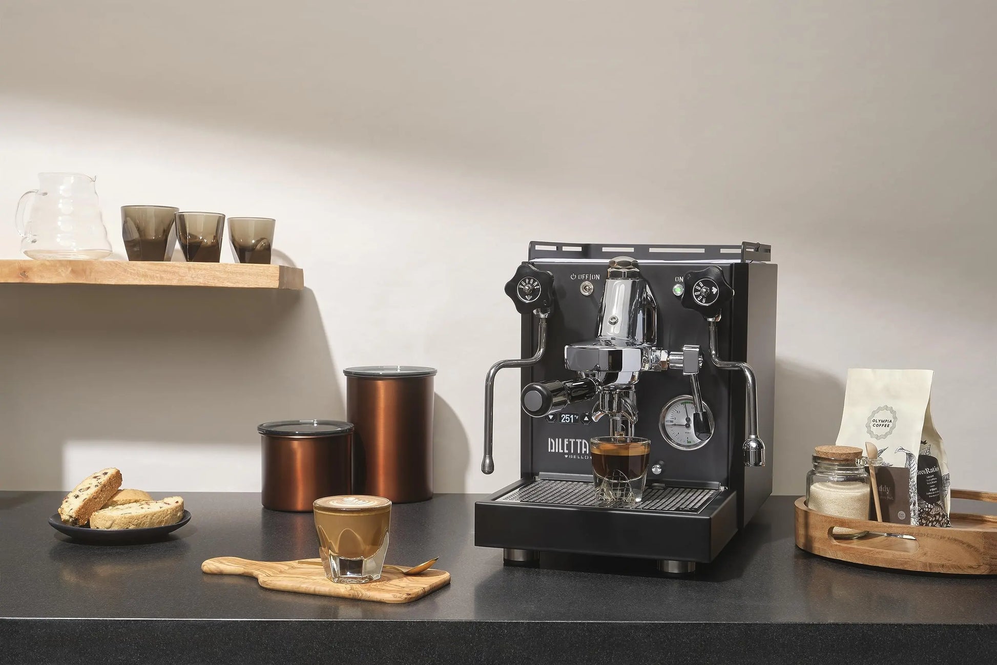 Diletta Bello+ Espresso Machine | E61 | PID Temperature Control | Shot Timer | Programmable Preinfusion | Handmade In Italy (Black) Mt. Diablo Coffee and Gear