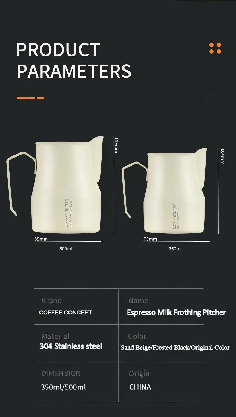 Best Milk Pitcher for Latte Art Beginners - Bell Shape 350ml/500ml Frothing Jug Under $15 COFFEECONCEPT