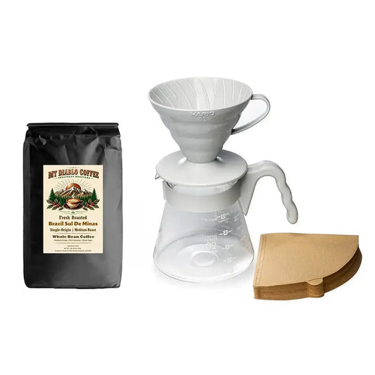 Black Hawk Ridge Outdoor Pour-Over Set With 1LB Brazil Sul De Minas Med Roast Mt. Diablo Coffee and Gear