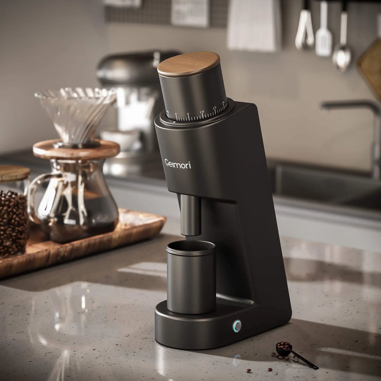 Geimori GU38 Single Dose Coffee Grinder, Electric Burr Coffee Grinder with 38mm Conical Burrs, Stepless Adjustment, Zero Retention Wirsh