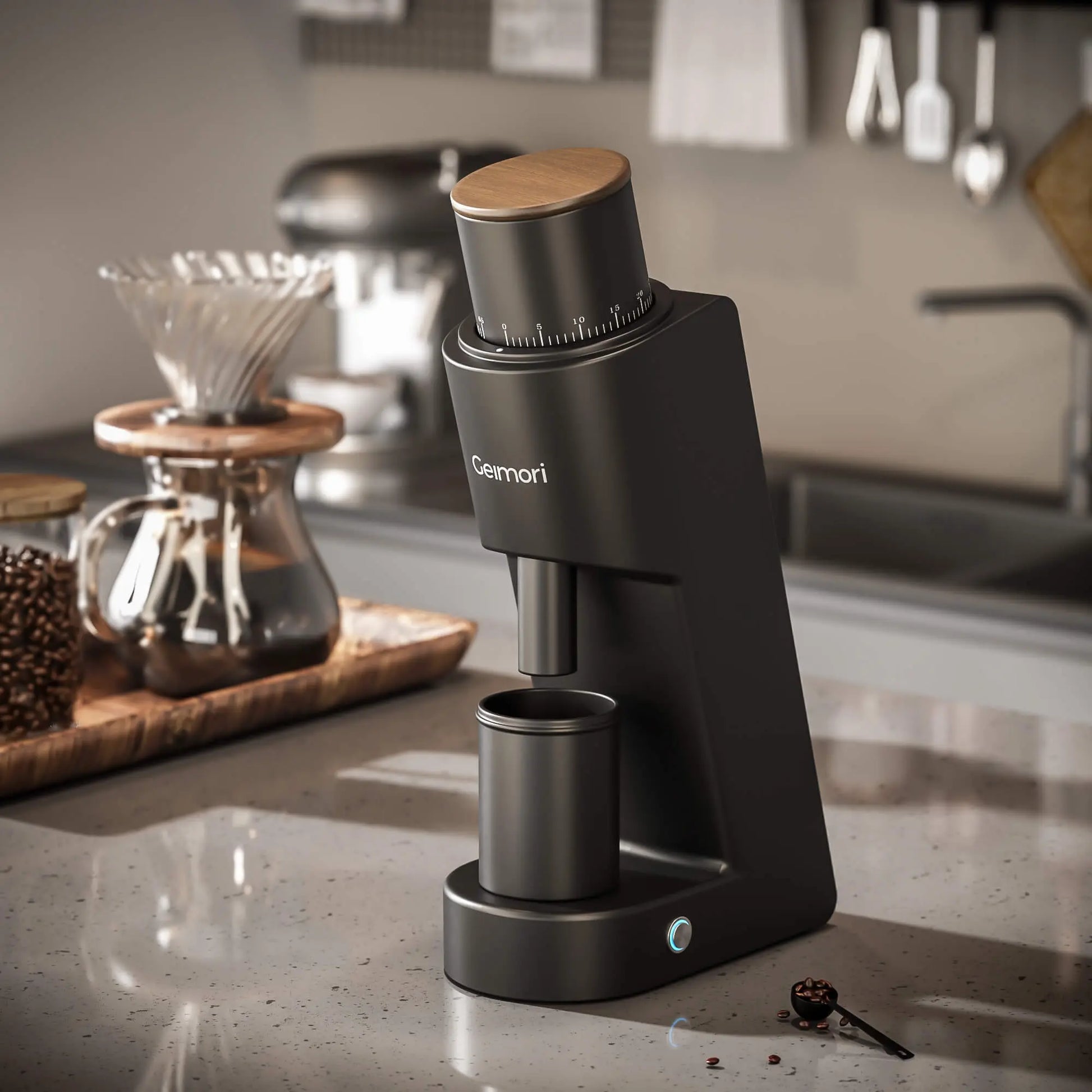 Geimori GU38 Single Dose Coffee Grinder, Electric Burr Coffee Grinder with 38mm Conical Burrs, Stepless Adjustment, Zero Retention Wirsh
