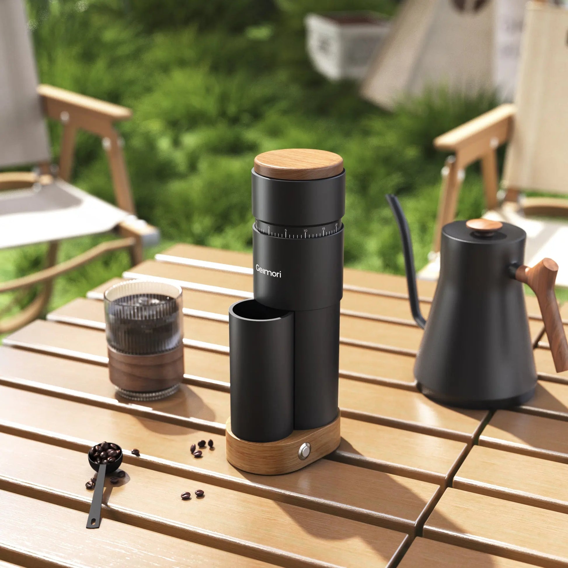 Geimori T38 Plus-The True Pro Grade Portable Coffee Grinder with 38mm Conical Burr, Anti-Static Tech, Stepless Grind Settings, Zero Retention Wirsh
