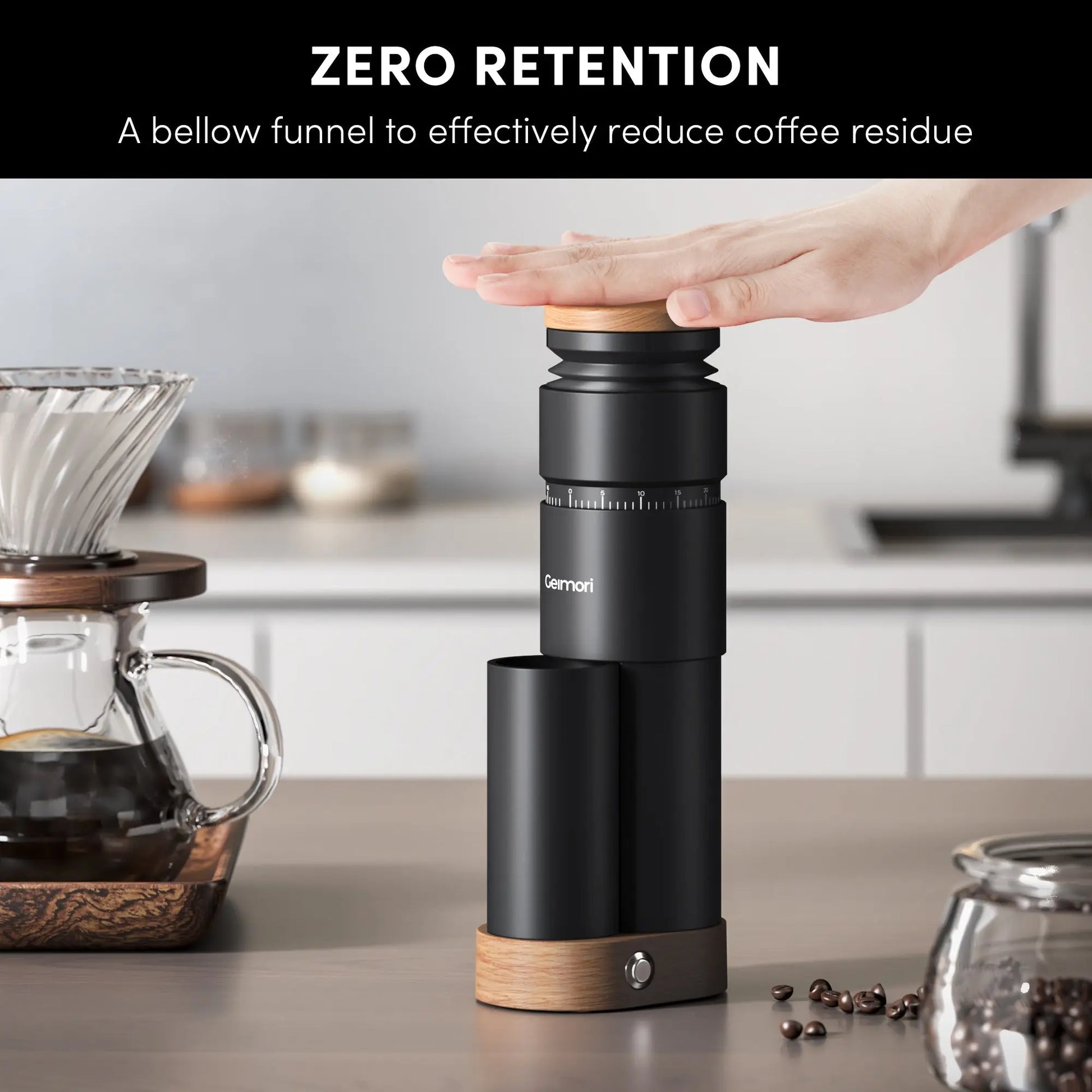 Geimori T38 Plus-The True Pro Grade Portable Coffee Grinder with 38mm Conical Burr, Anti-Static Tech, Stepless Grind Settings, Zero Retention Wirsh