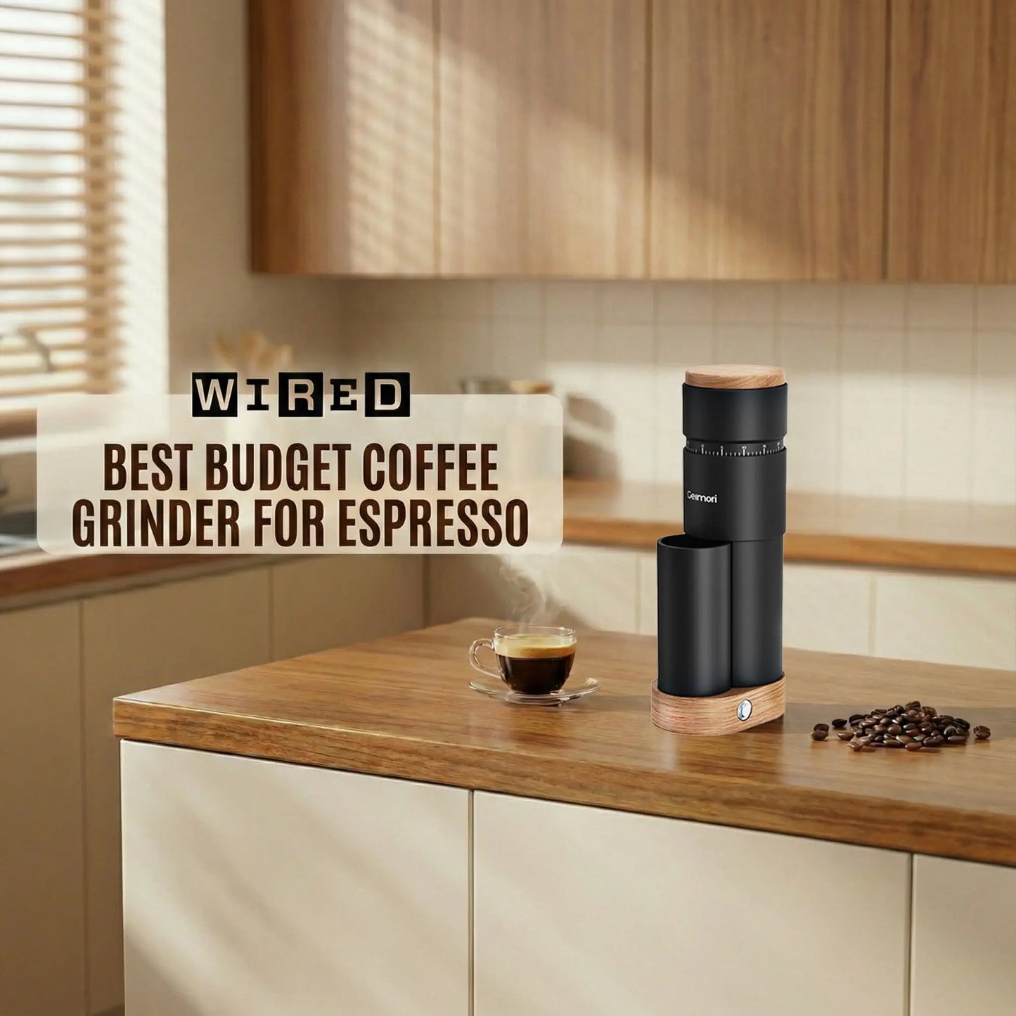 Geimori T38 Plus-The True Pro Grade Portable Coffee Grinder with 38mm Conical Burr, Anti-Static Tech, Stepless Grind Settings, Zero Retention Wirsh