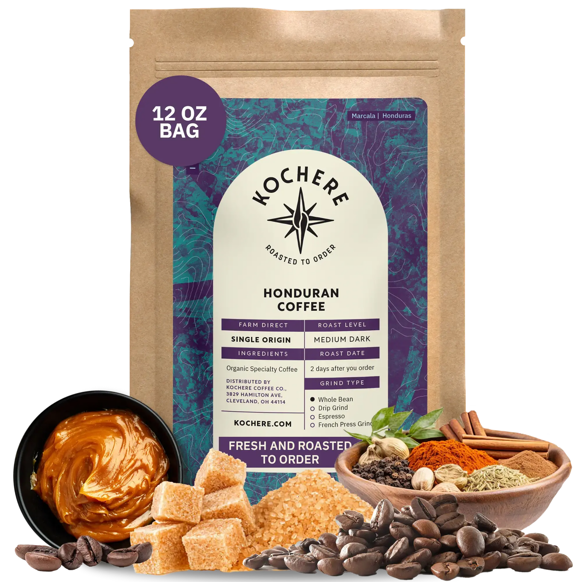 Kochere Coffee Honduran Marcala Organic Medium Roast - Caramel, Spice, Brown Sugar Notes Kochere Coffee Co.