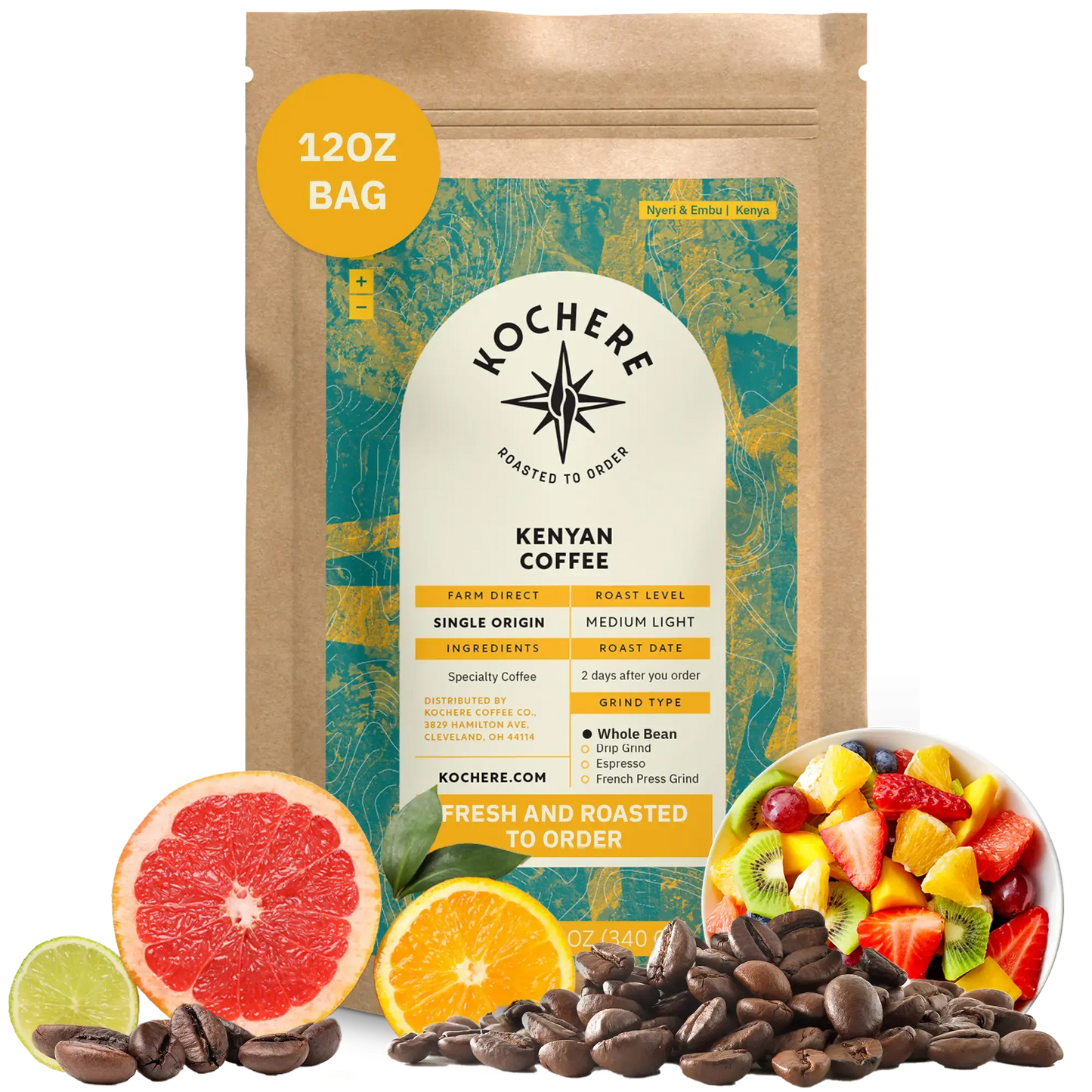 Kochere Coffee Kenyan Nyeri Embu AB Medium-Light Roast - Lemon, Blackberry Notes Kochere Coffee Co.