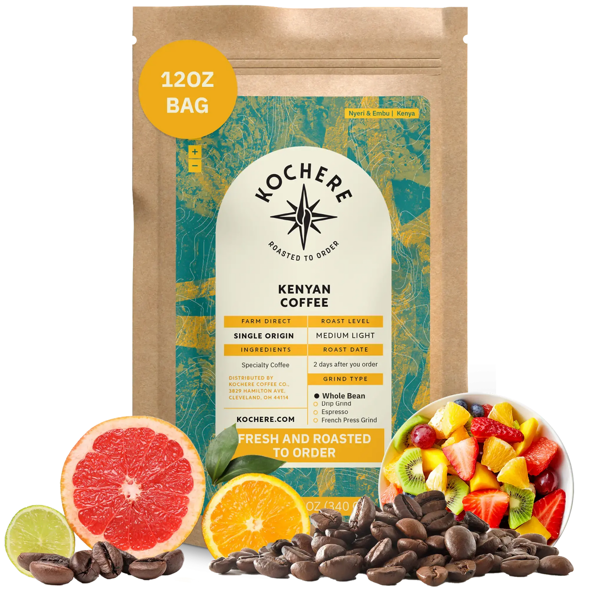 Kochere Coffee Kenyan Nyeri Embu AB Medium-Light Roast - Lemon, Blackberry Notes Kochere Coffee Co.