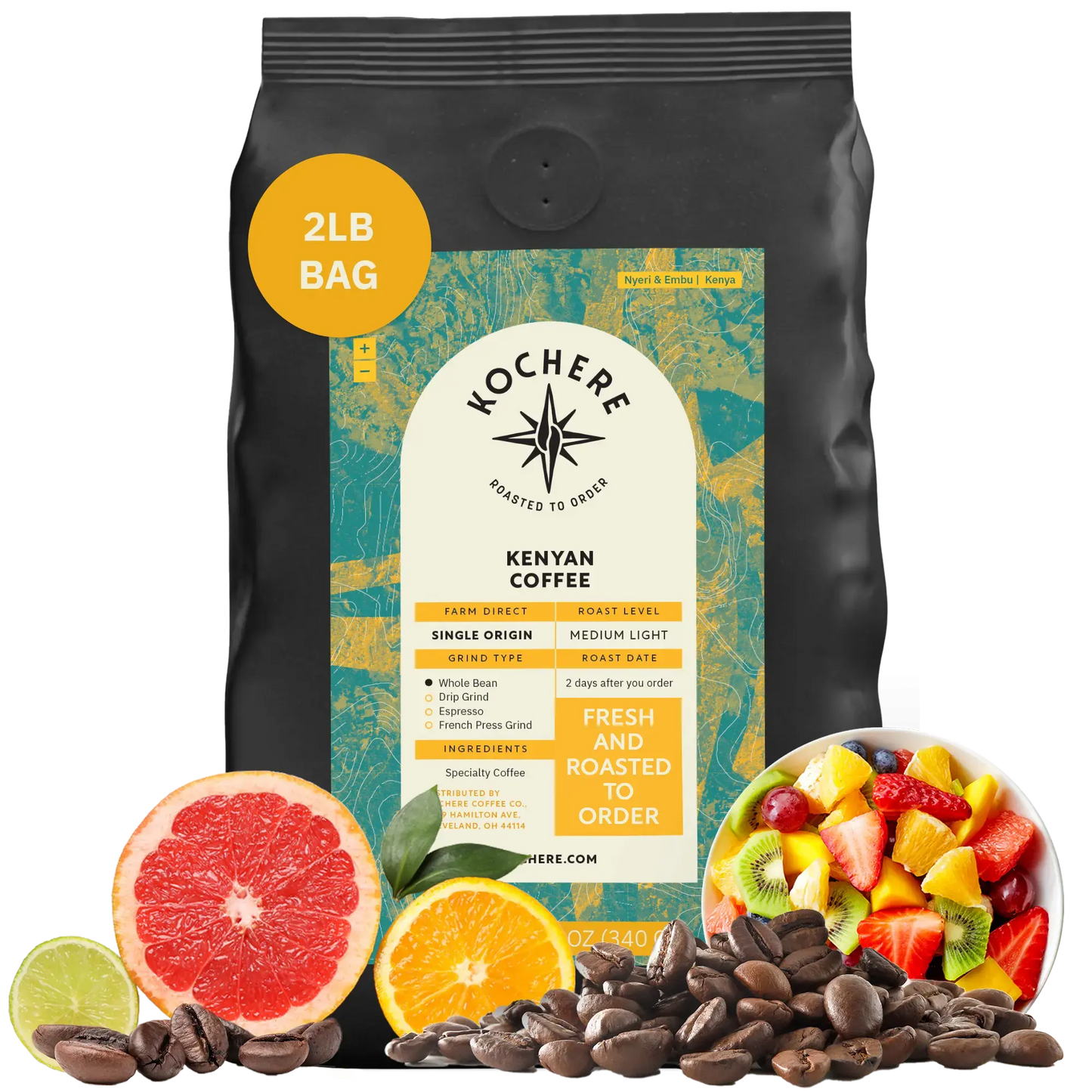 Kochere Coffee Kenyan Nyeri Embu AB Medium-Light Roast - Lemon, Blackberry Notes Kochere Coffee Co.