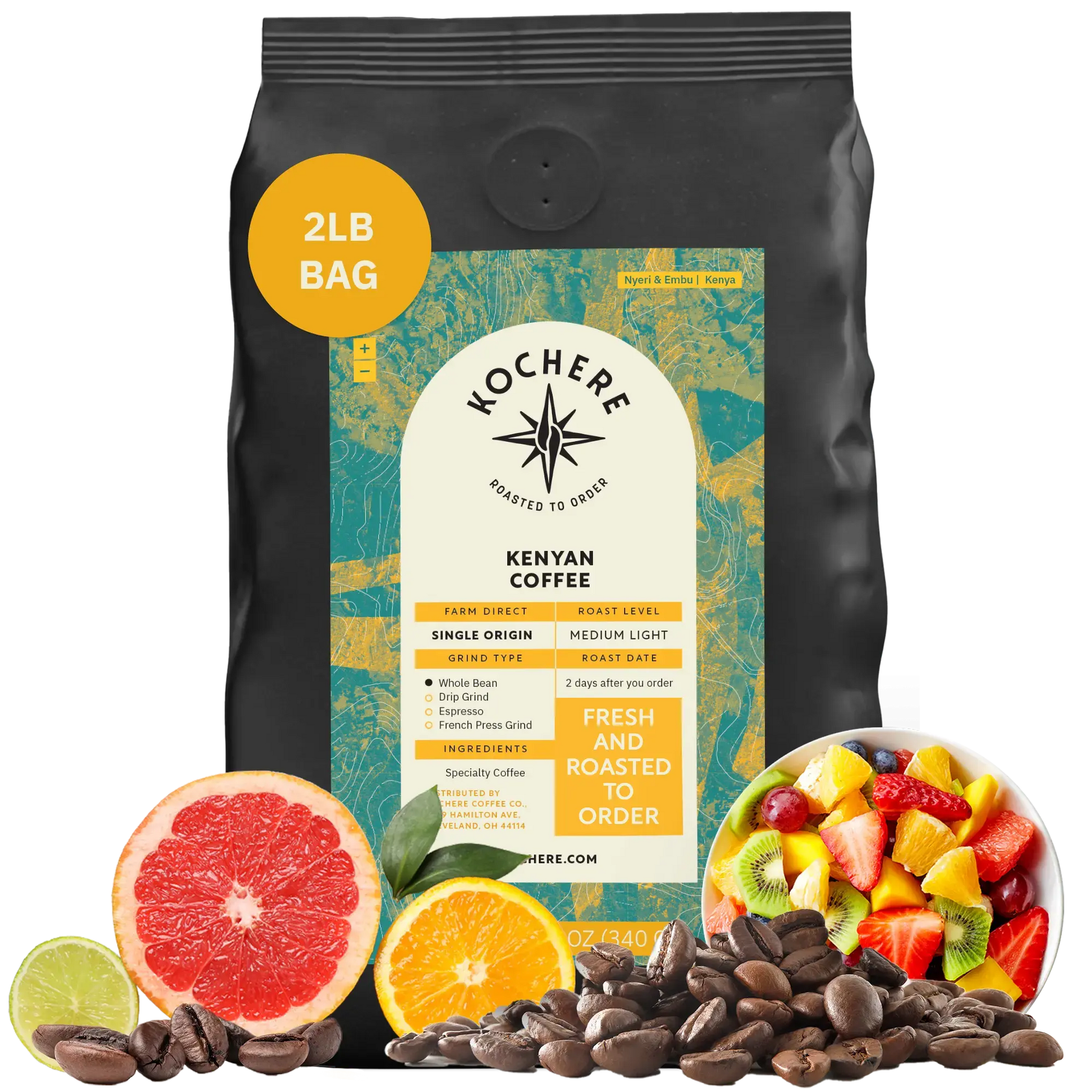 Kochere Coffee Kenyan Nyeri Embu AB Medium-Light Roast - Lemon, Blackberry Notes Kochere Coffee Co.