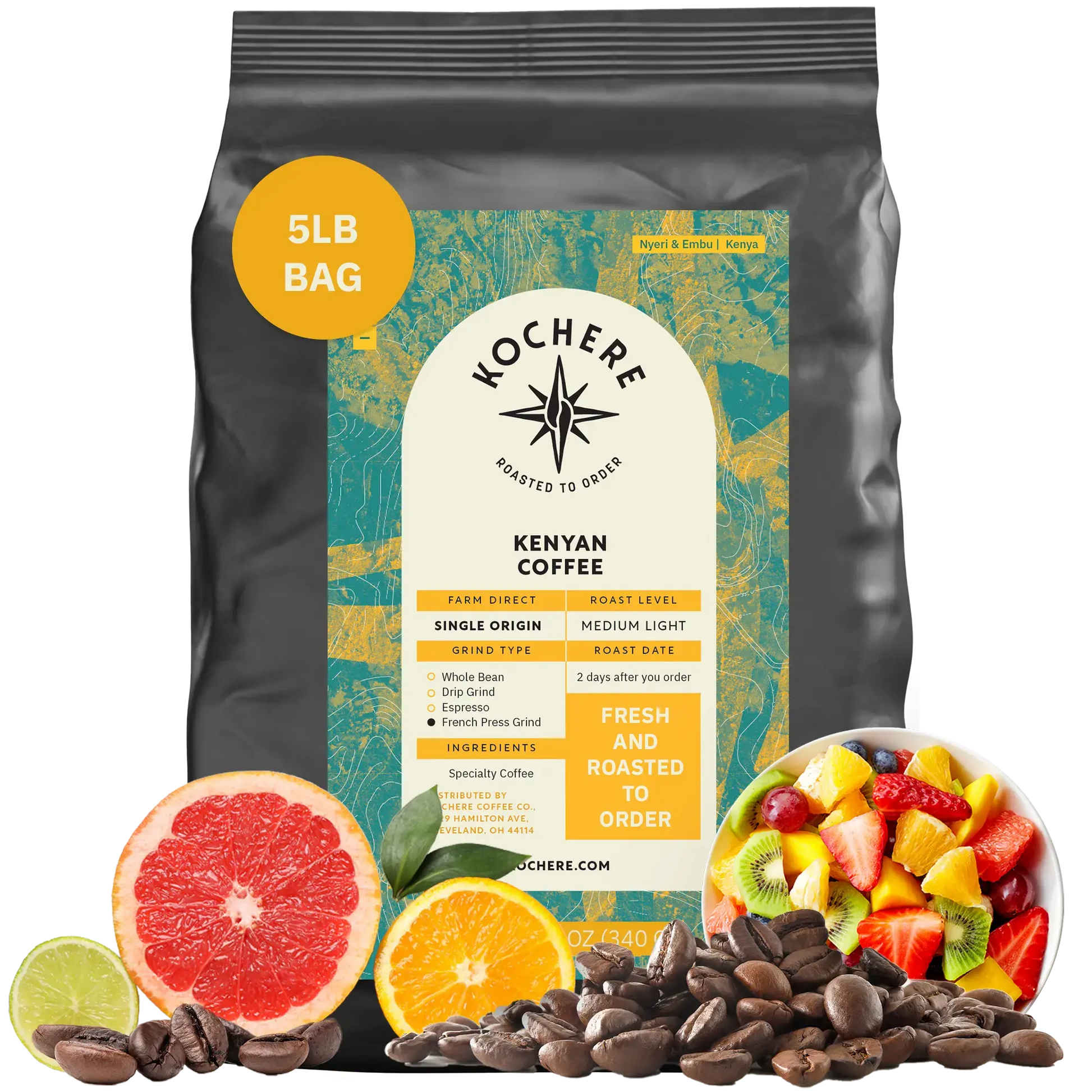 Kochere Coffee Kenyan Nyeri Embu AB Medium-Light Roast - Lemon, Blackberry Notes Kochere Coffee Co.
