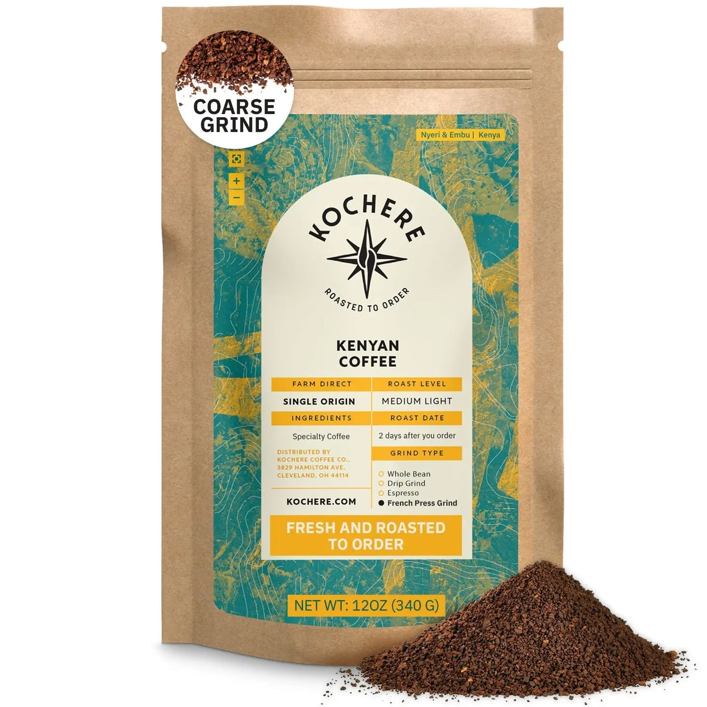 Kochere Coffee Kenyan Nyeri Embu AB Medium-Light Roast - Lemon, Blackberry Notes Kochere Coffee Co.