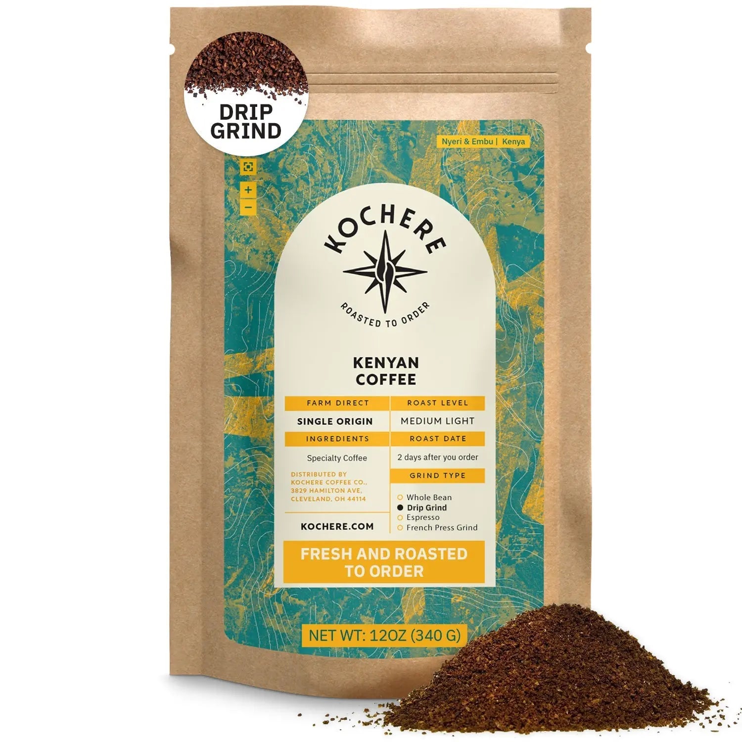 Kochere Coffee Kenyan Nyeri Embu AB Medium-Light Roast - Lemon, Blackberry Notes Kochere Coffee Co.