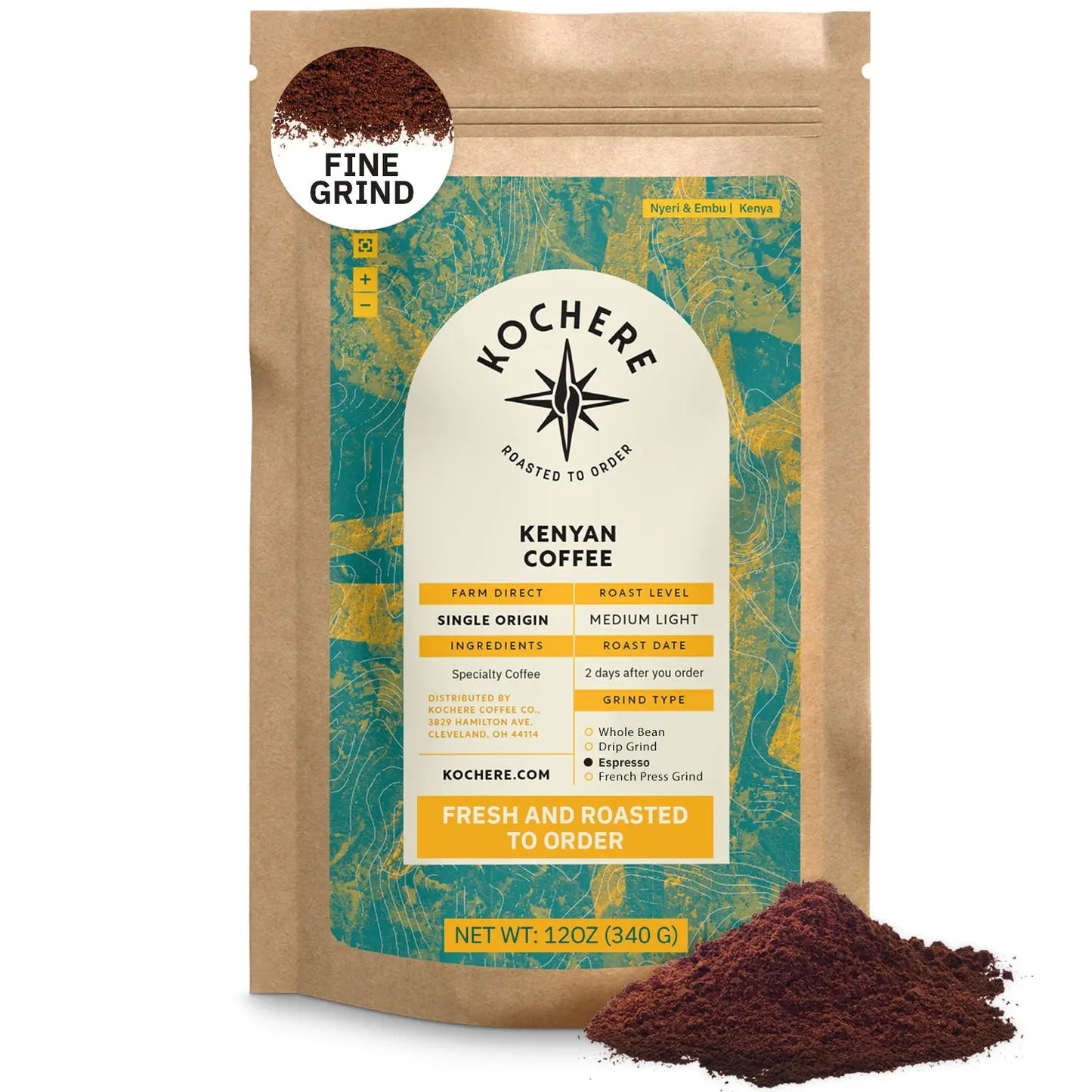 Kochere Coffee Kenyan Nyeri Embu AB Medium-Light Roast - Lemon, Blackberry Notes Kochere Coffee Co.