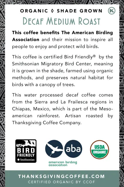 SongBird Decaf Thanksgiving Coffee Company