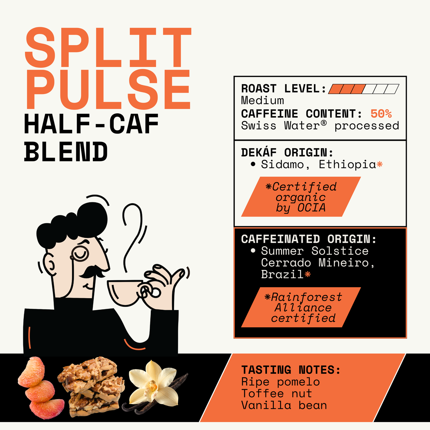 Split Pulse Half-Caffeine Signature Blend DEKÁF