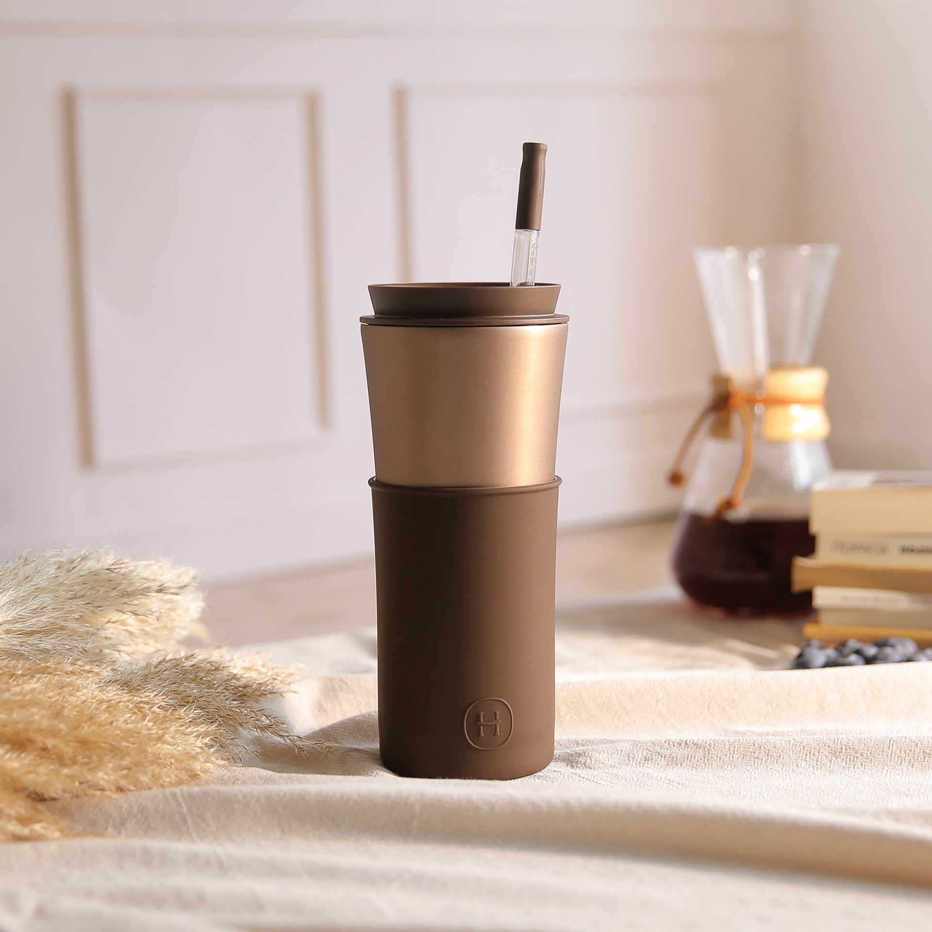 Cedar Travel Mug - Mocha 15 Oz HYDY® Reusable Water Bottles With Infuser